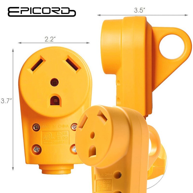 30 Amp RV Plug Male and Female Plug Set Yellow Camper Plug Electrical 125V
