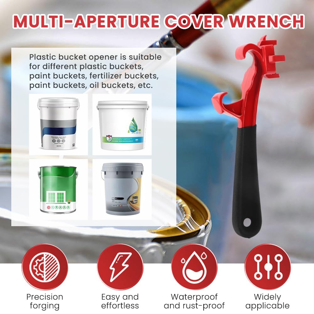 3-in-1 Bung Wrench & Bucket Opener Tool, 9.65 x 2.76 inches, black red