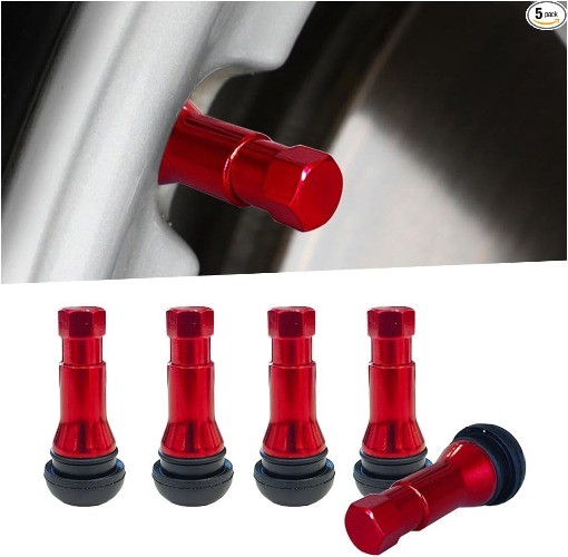 5PCS Car Tire Valve Stems, Aluminium Alloy Snap-in Tire Valve Stem, Color: Red