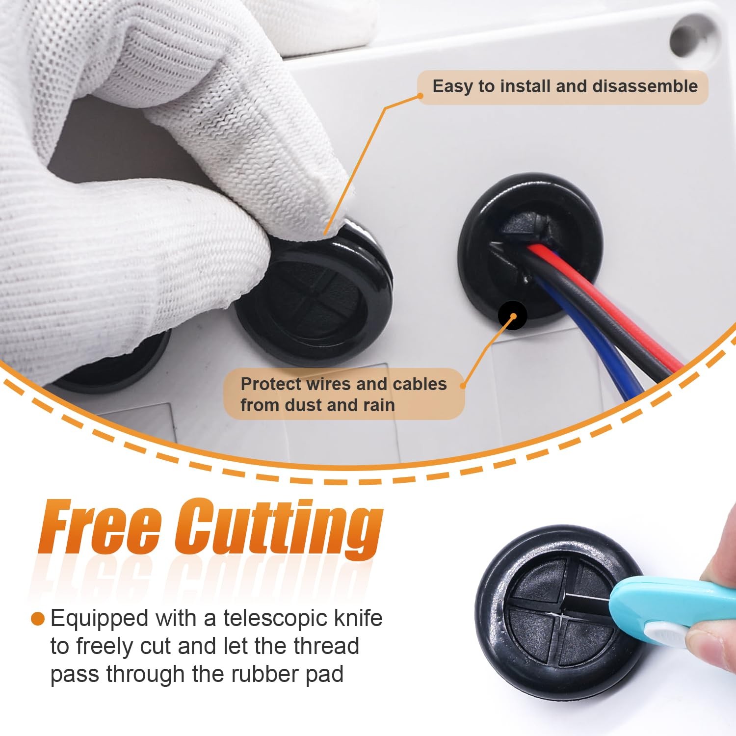 Cable Wire Grommet Kit mankk 45PCS Rubber