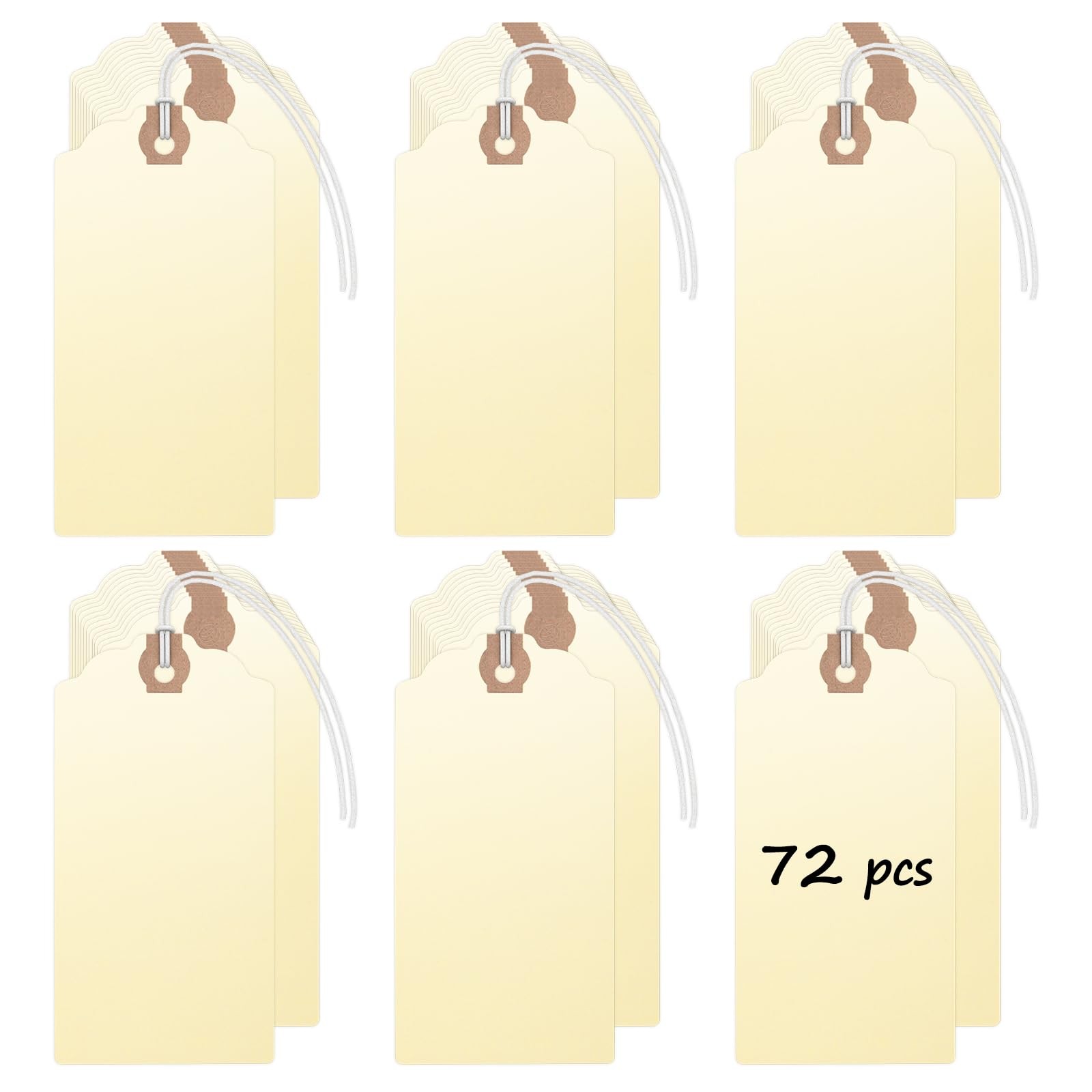 Uniclife 72 Pcs Blank Shipping Tags with Elastic String 4.7″ x 2.36″, Beige