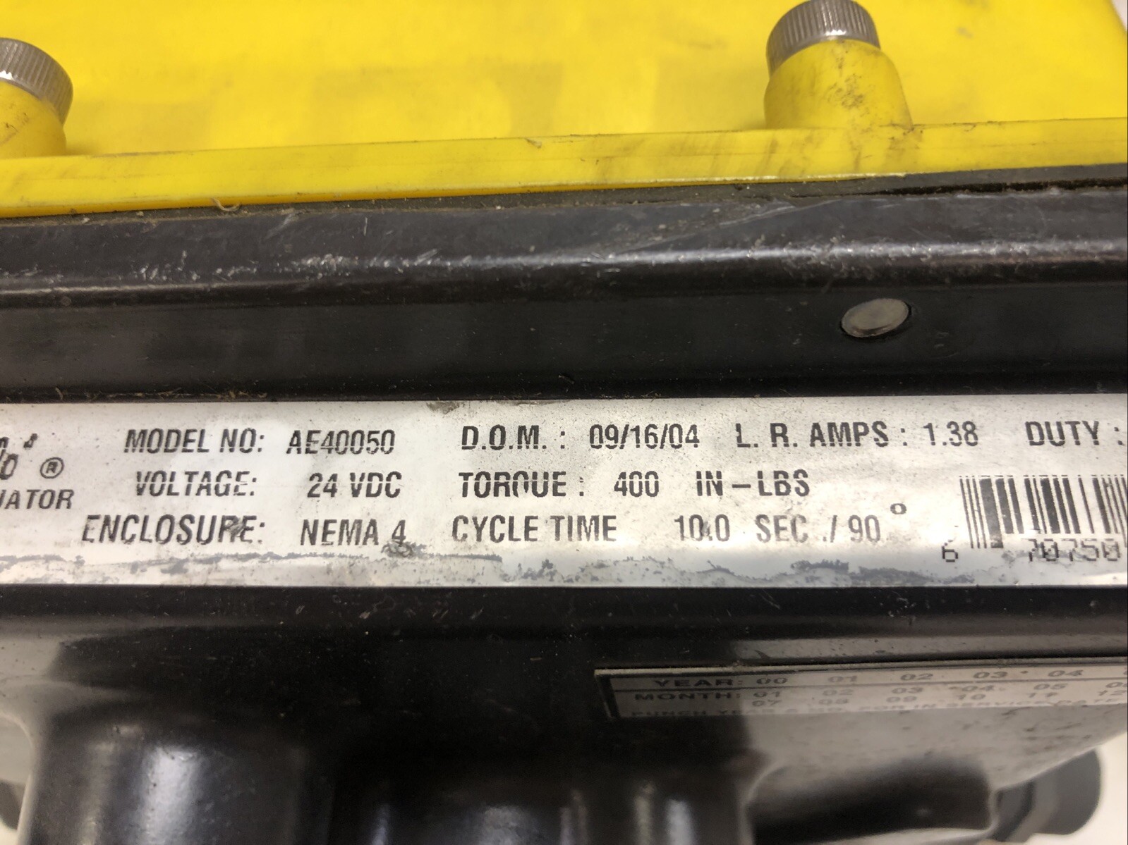 1 USED APOLLO ACTUATOR AE40010, 24VDC NEMA 4,TORQUE 400 IN-LBS, 1.38 AMPS