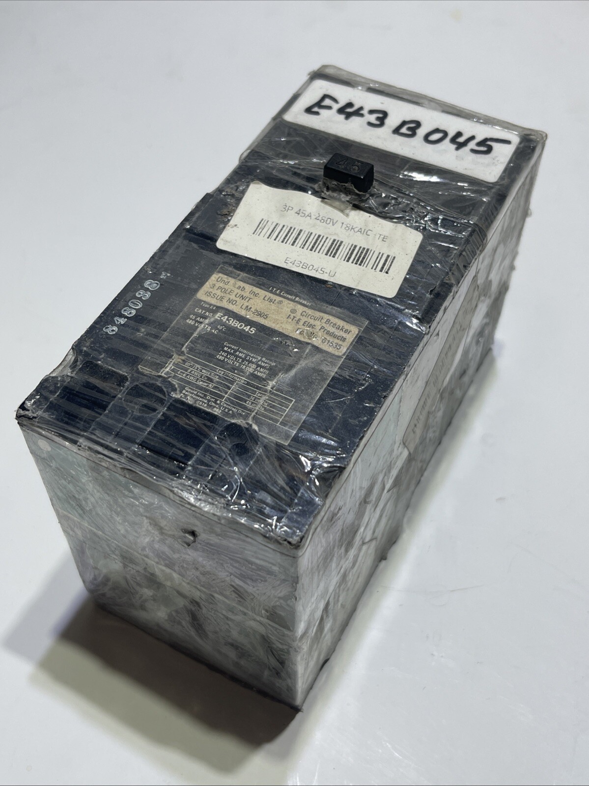 ITE Circuit Breaker E43B045 45 Amps 3 Pole 480V