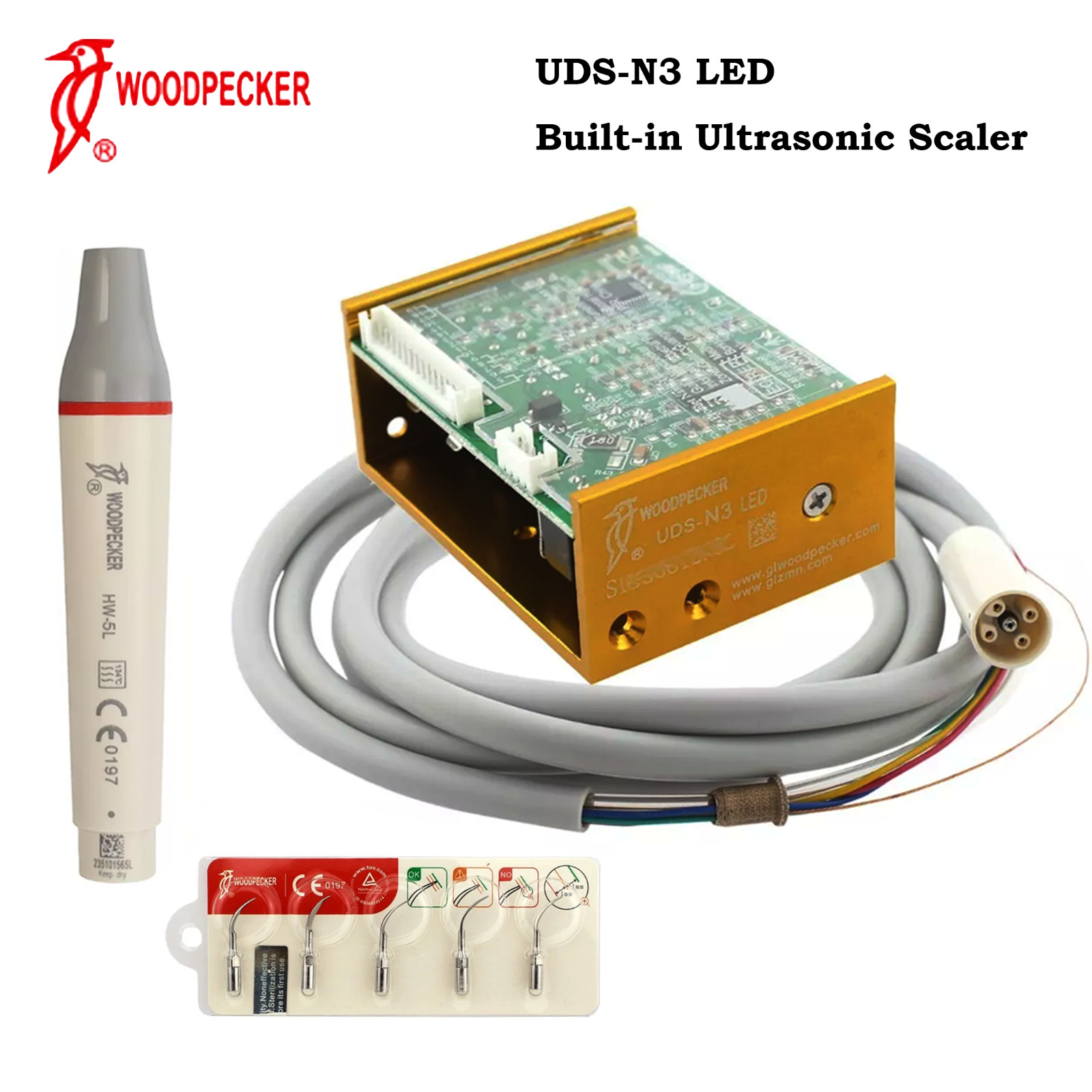 Woodpecker Dental Ultrasonic Piezo Scaler UDS-N3 LED Handpiece HW-5L EMS Tips