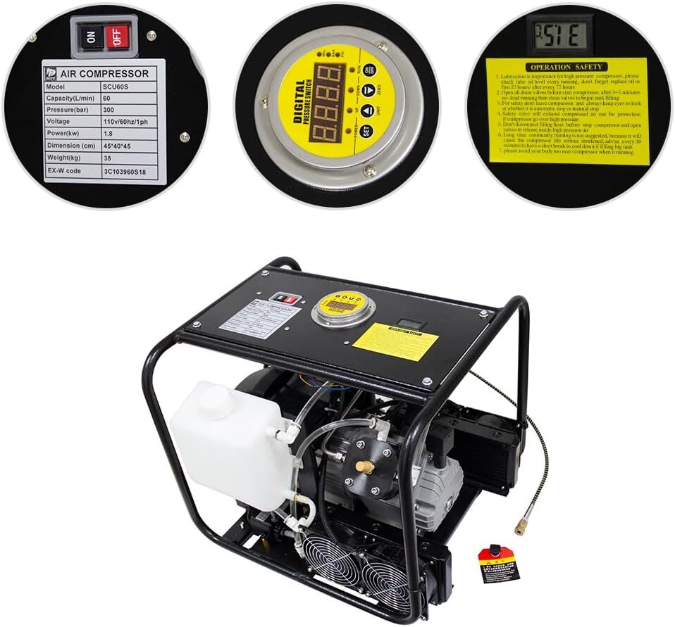 110V 4500psi Air Compressor for Scuba Tank/PCP Rife/Paintball Air Gun Filling