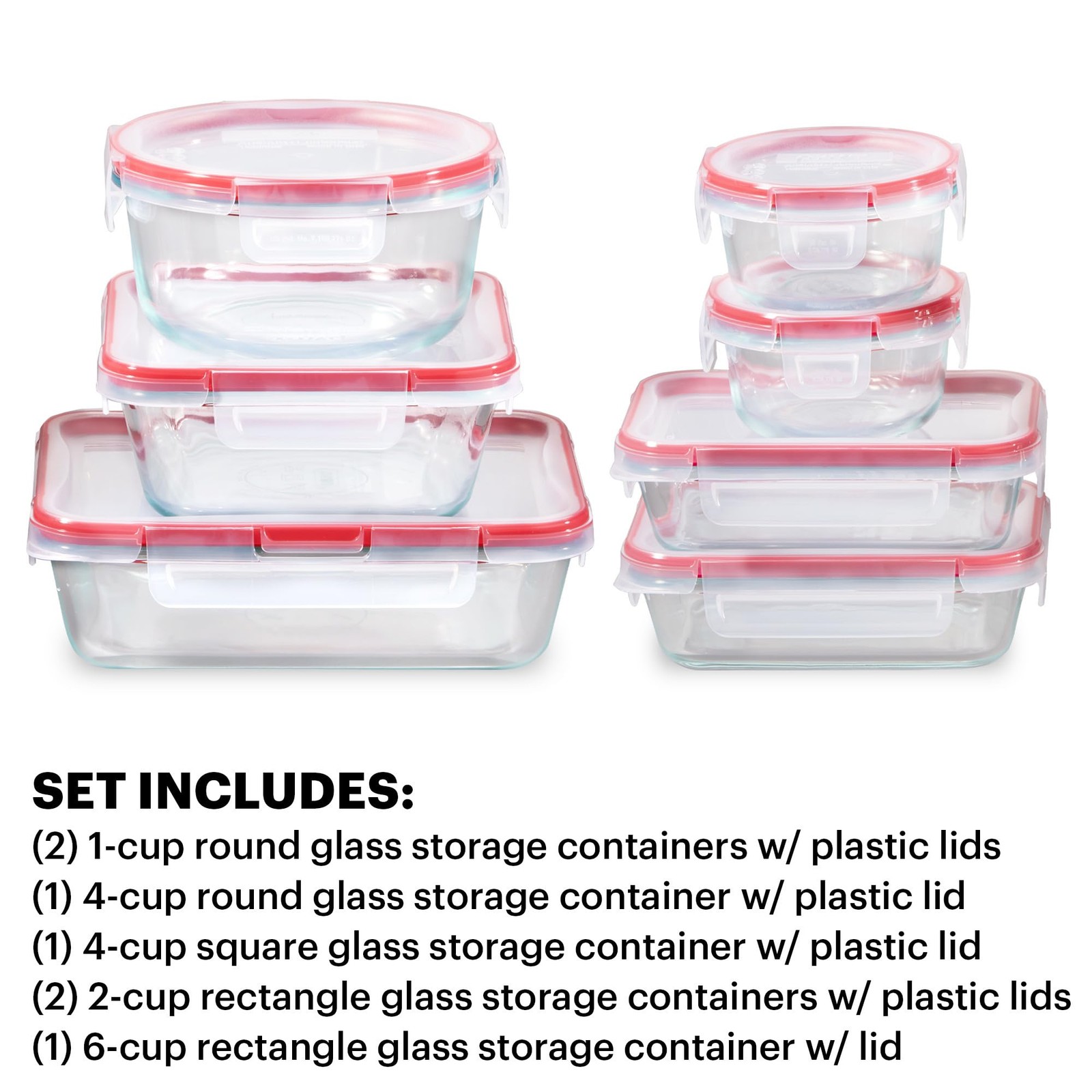 Pyrex Freshlock 7-Pack Glass Food Storage Containers Set 1 2 4 Cups Locking