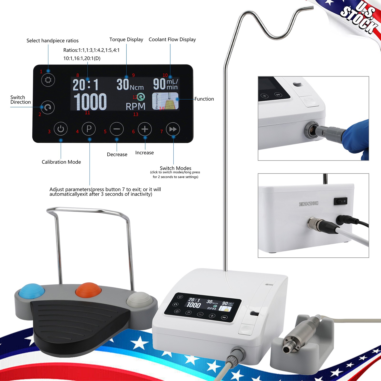 Dental Ultrasonic Scaler Handpiece Piezo HW-3H For Woodpecker/EMS
