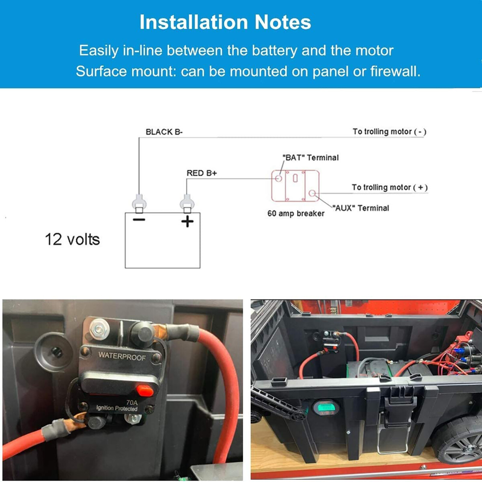 300A AMP Circuit Breaker Fuse Reset 12V-48V DC Car Boat Auto Waterproof