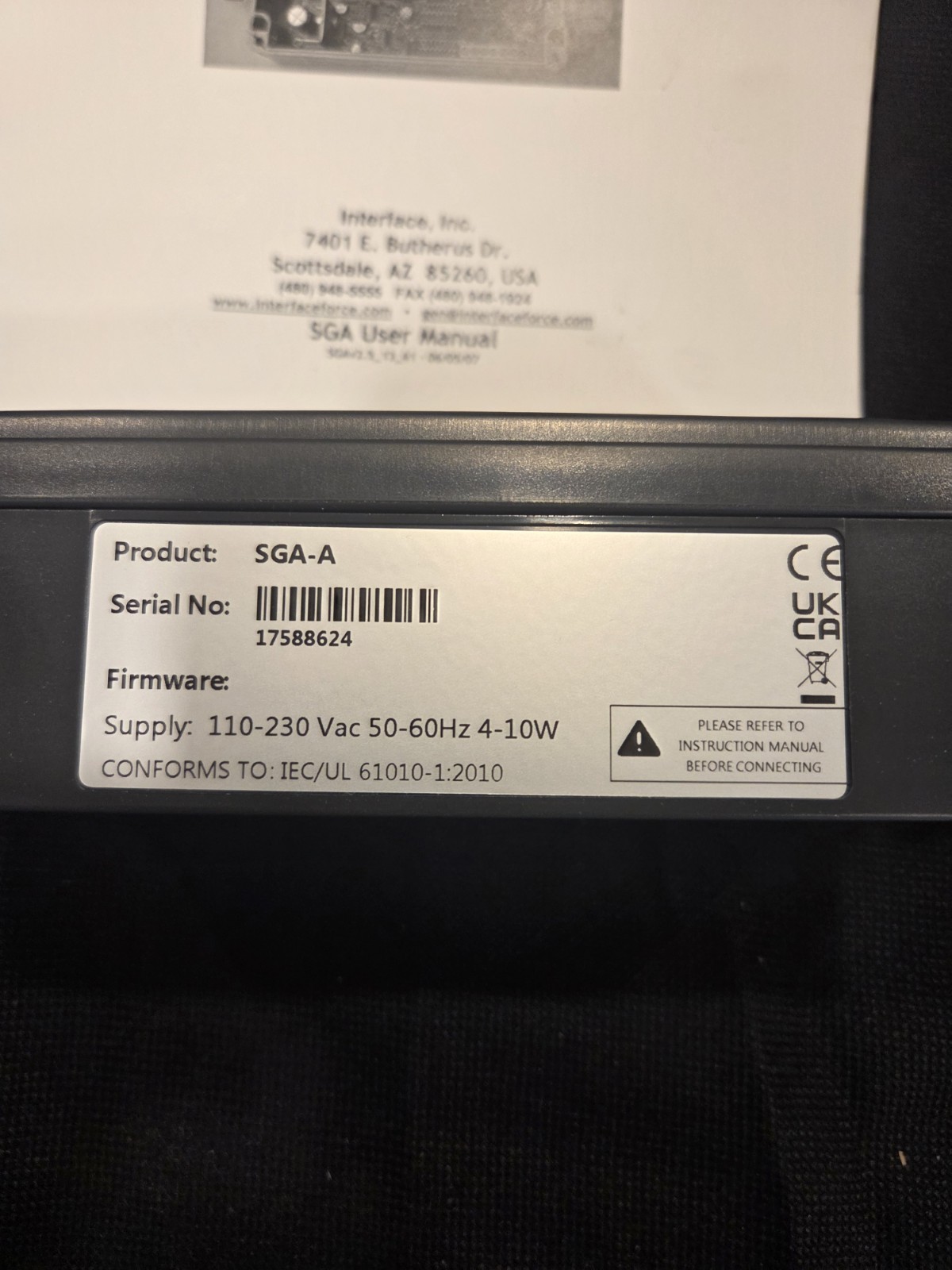 Interface SGA-A Strain Gauge Load Cell Powered Signal Conditioner, 110-230VAC