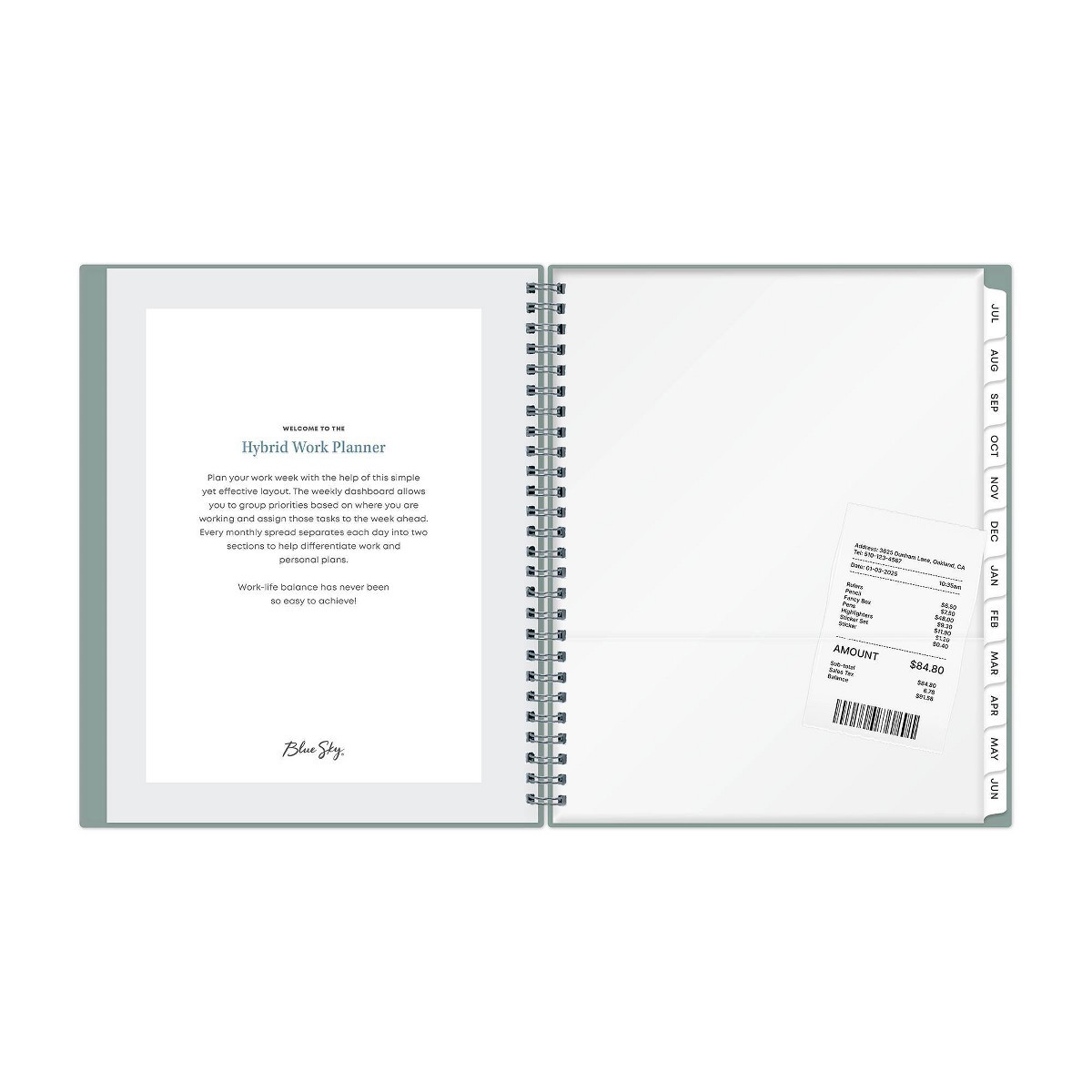 Blue Sky 7″x9″ 2026-2027 Hybrid Work Planner Solid Clary Sage Safety Wirebound