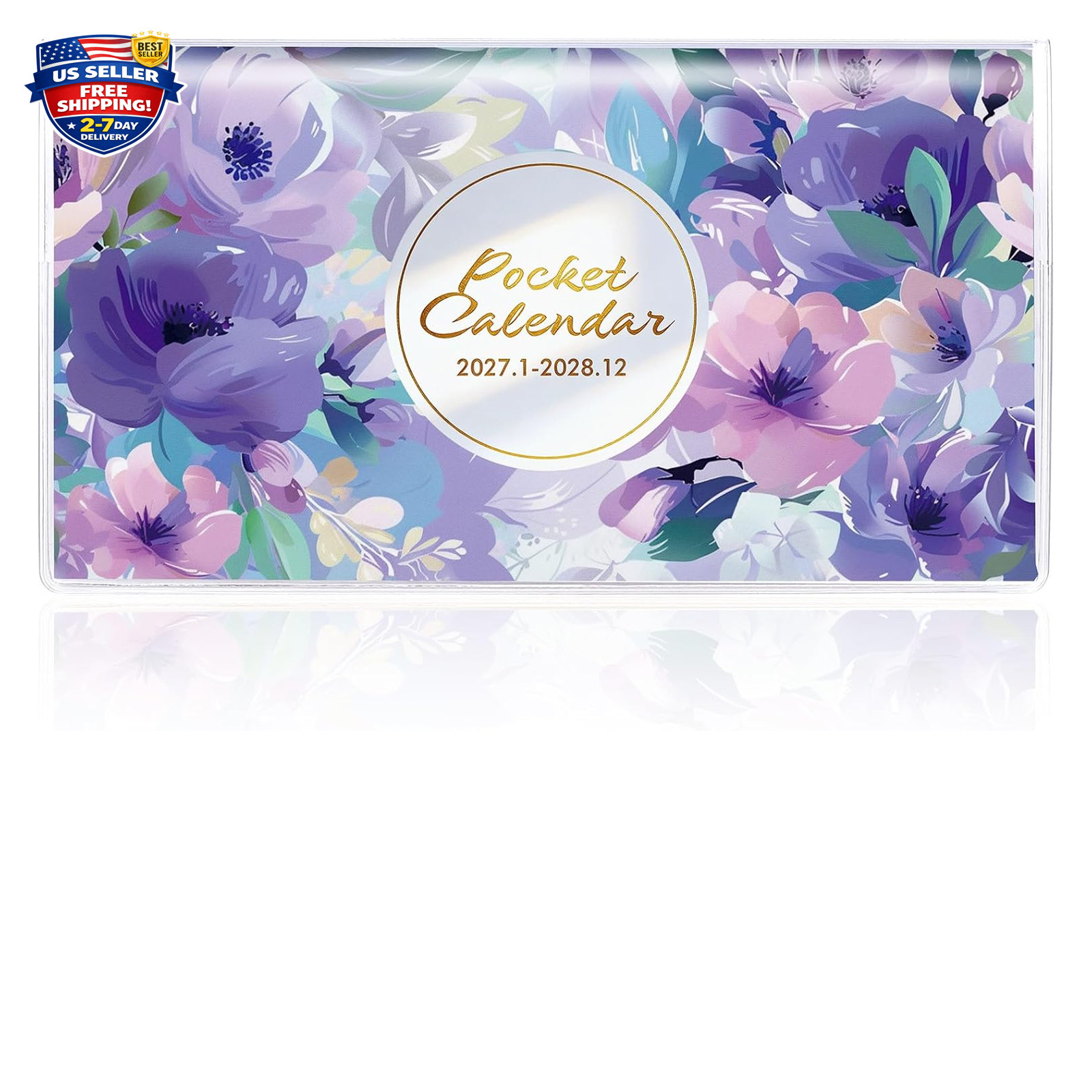 Pocket Calendar 2027 2028 Small Organizer 3.5×6.5 Inch Waterproof PVC Cover