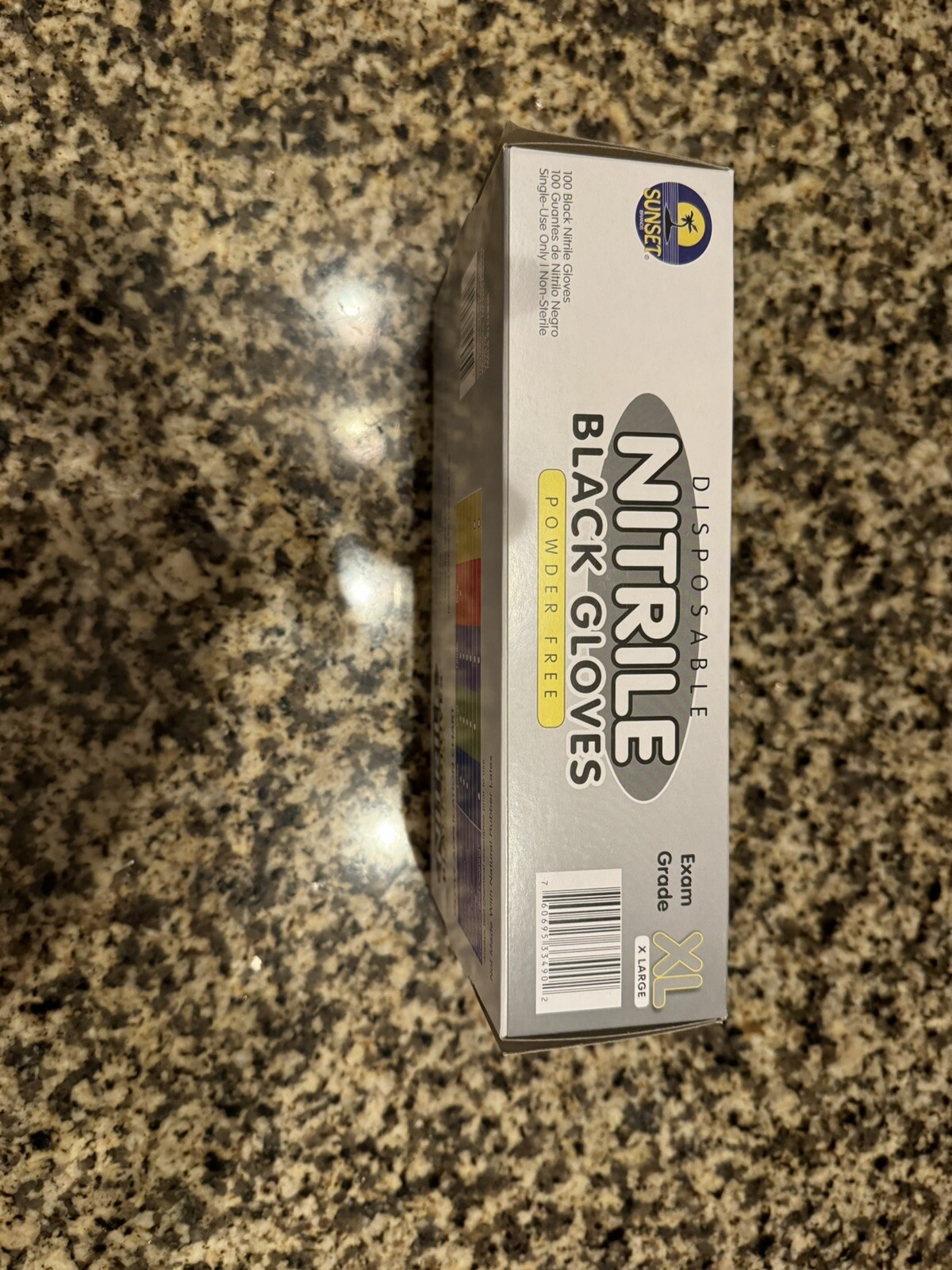 SUNSET DISPOSABLE NITRILE BLACK GLOVES BOX OF 100 EXAM GRADE POWDER FREE XL