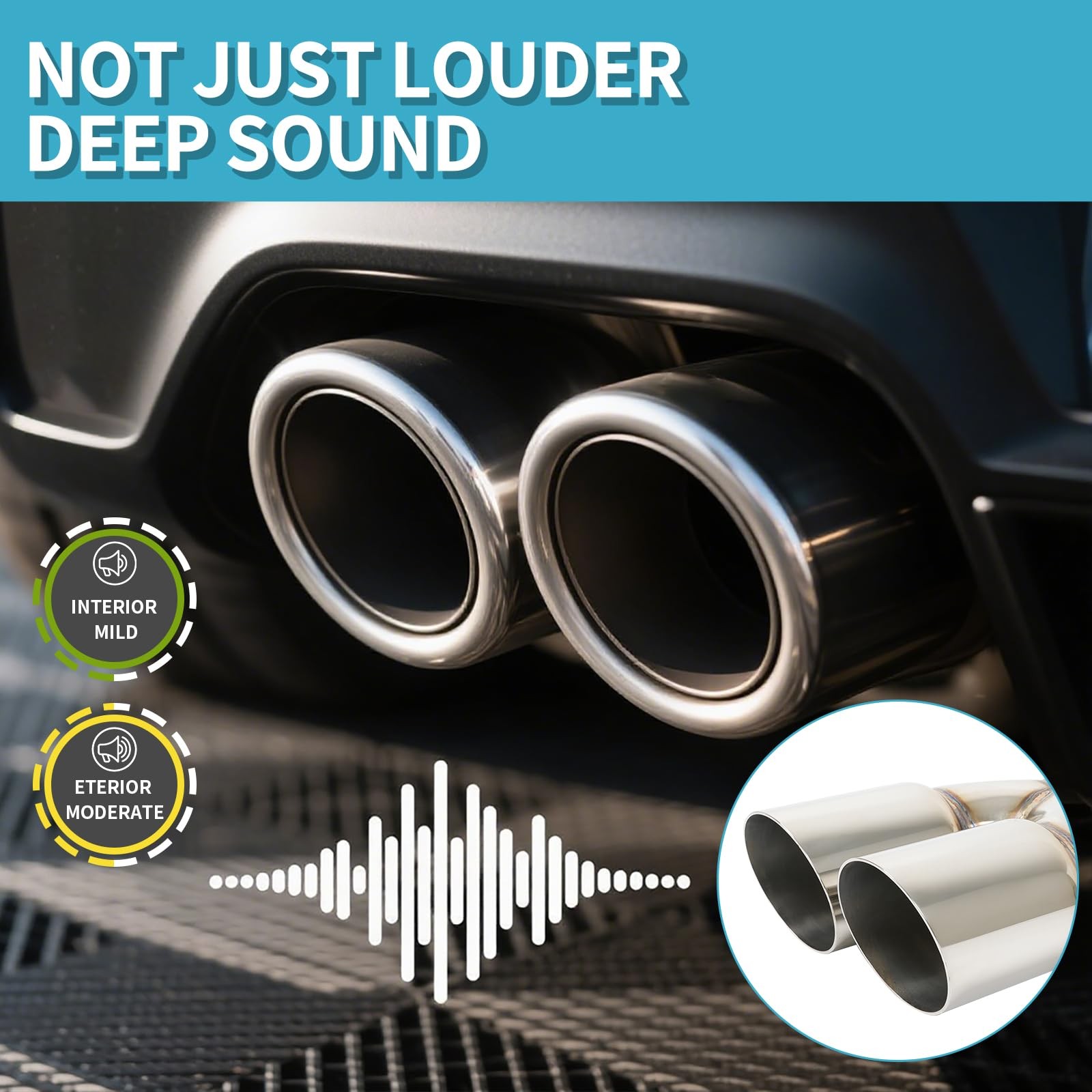 Polished Stainless Steel Dual Exhaust Tip 3″ Inlet 3″ Outlet 9.5″ Overall