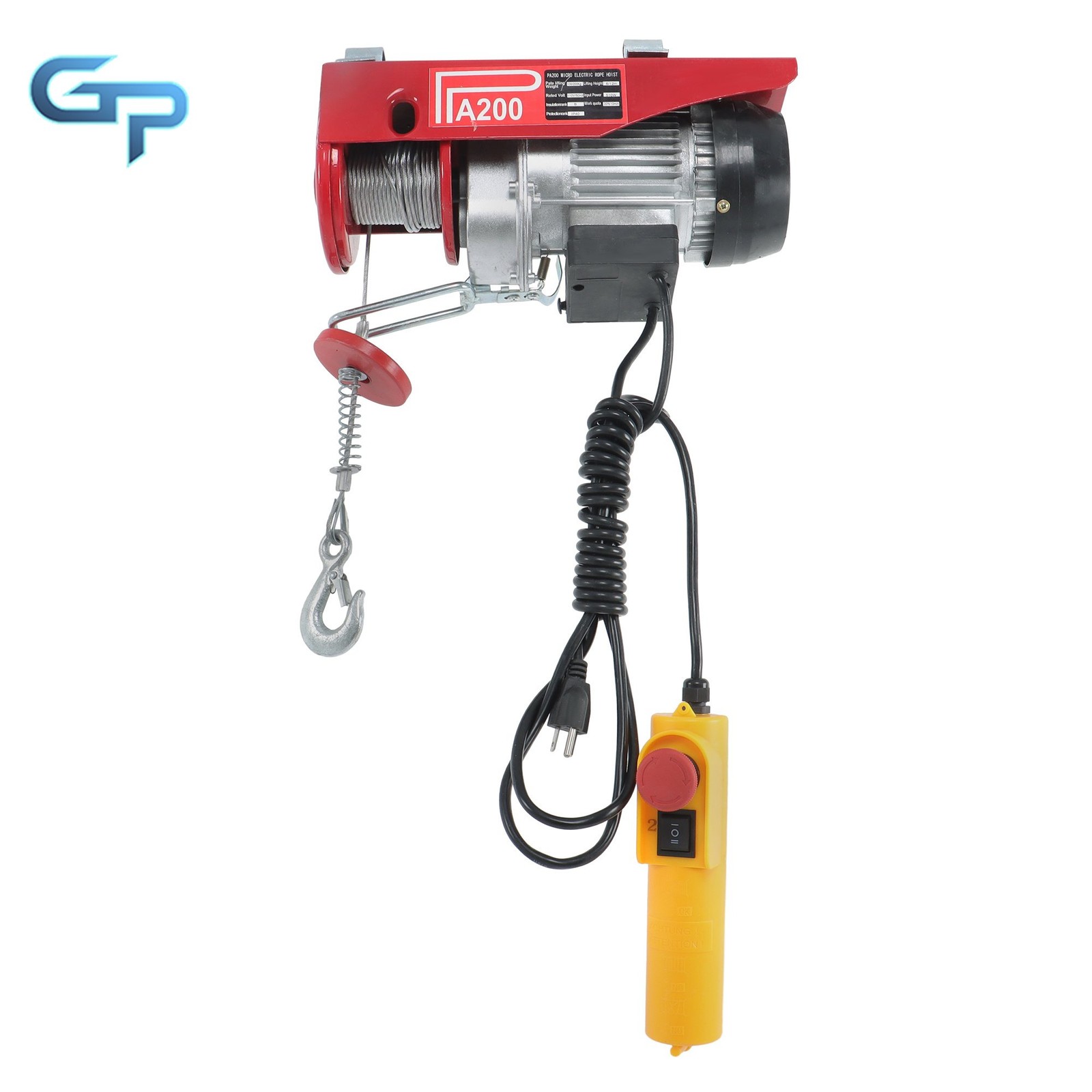 Electric Hoist 110V 440lbs/200kg w/ Safety Brake & 6.6ft Wired Remote Control