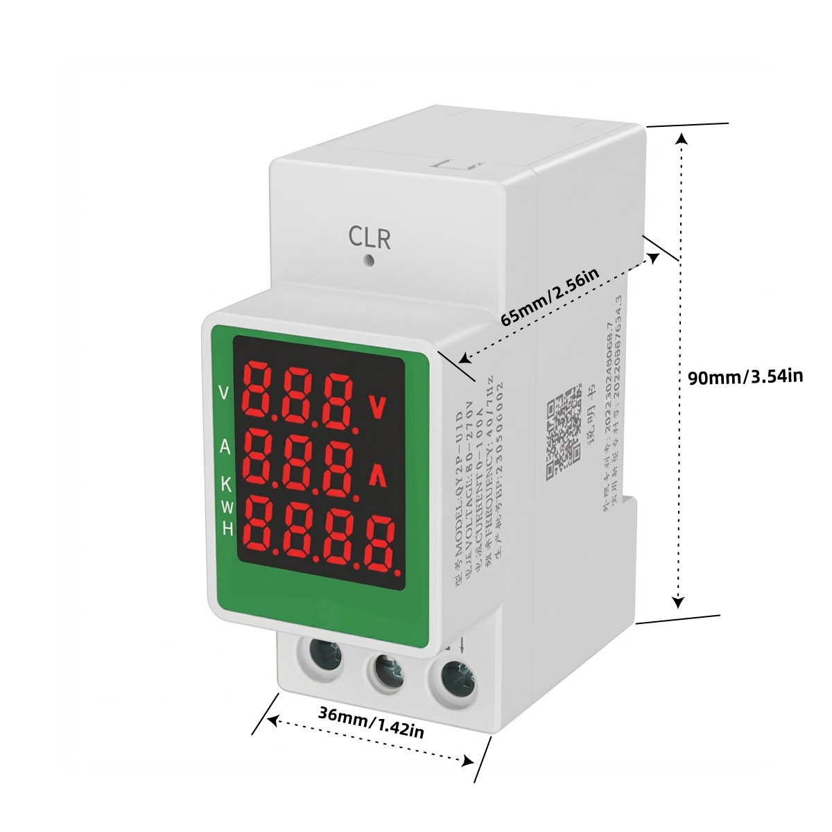 Monitor Watt Power KWH Din Rail AC 110V 220V 100A Voltmeter Electric Power Meter