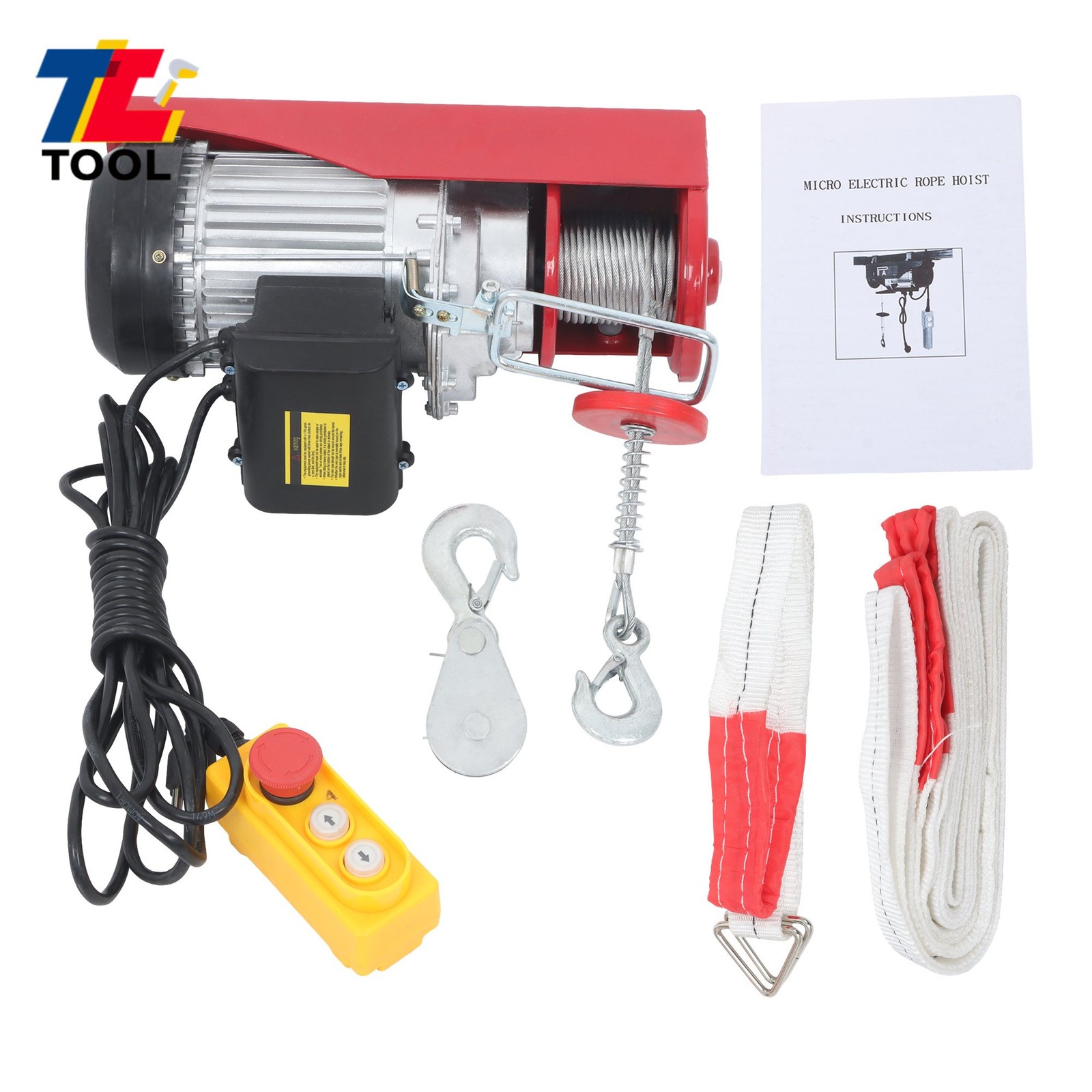 880LBS Mini Electric Hoist 14 FT Wired Remote Control 110V 980W Height 20-40 FT