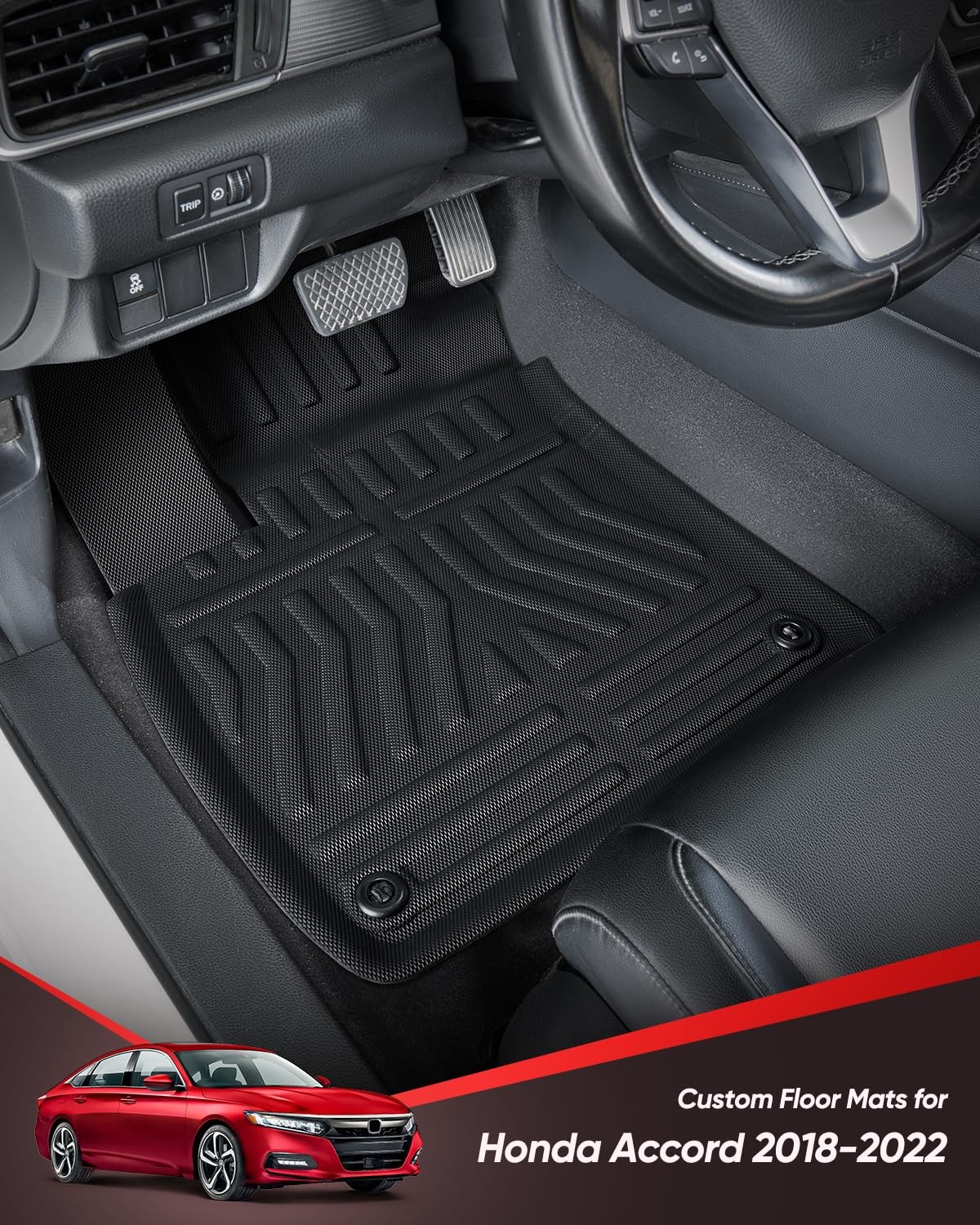 Carxion Car Floor Mats For Honda Accord 2022 2021 2020 2019 2018 All Weather