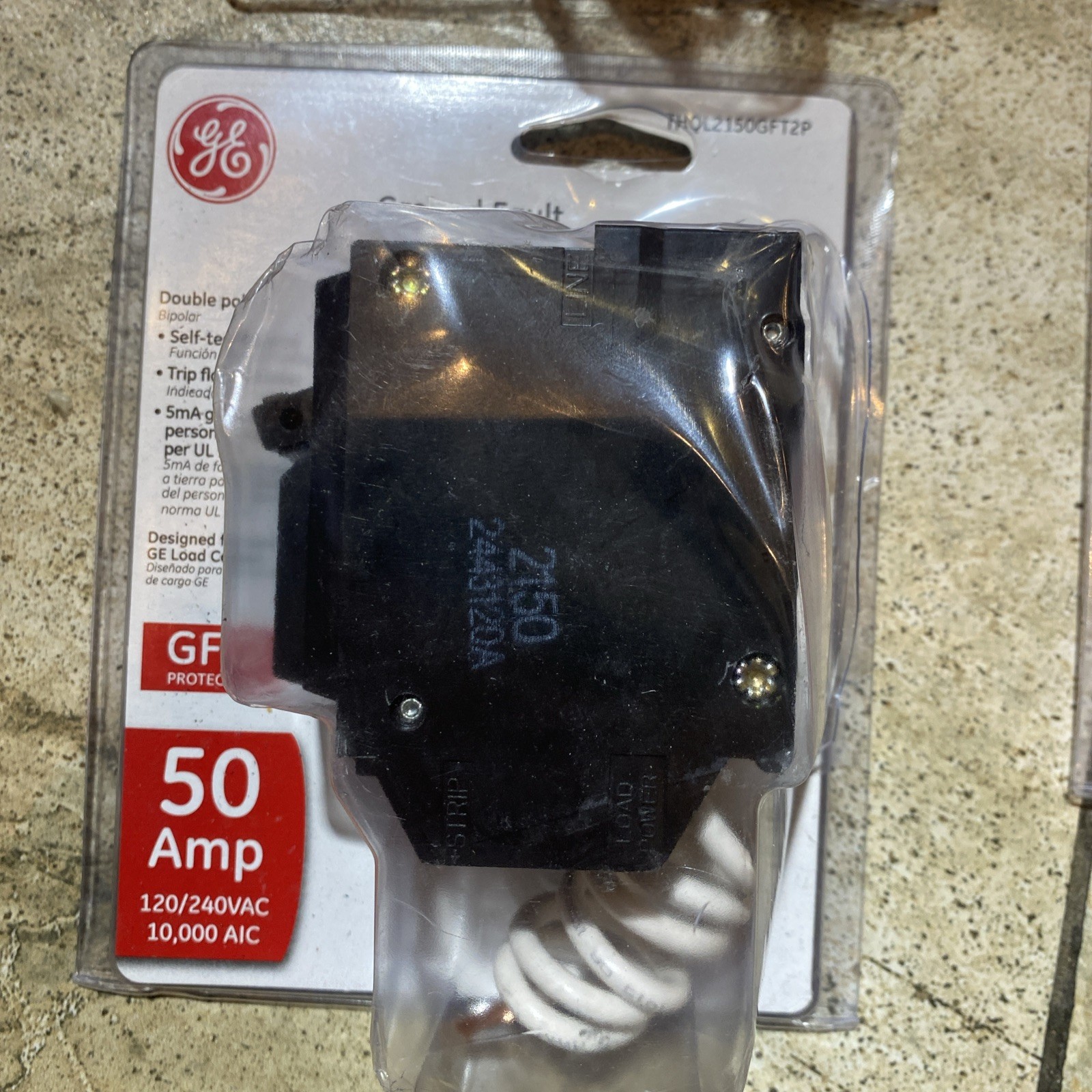 GE THQL2150GFT2P 2 Pole 50A 240V Ground Fault Circuit Interrupter Breaker