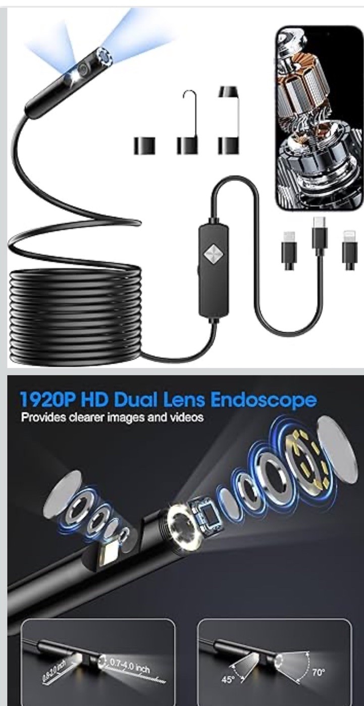 Endoscope & Light, 1920P HD Borescope with 8 Adjustable LED Lights, 16.4FT…