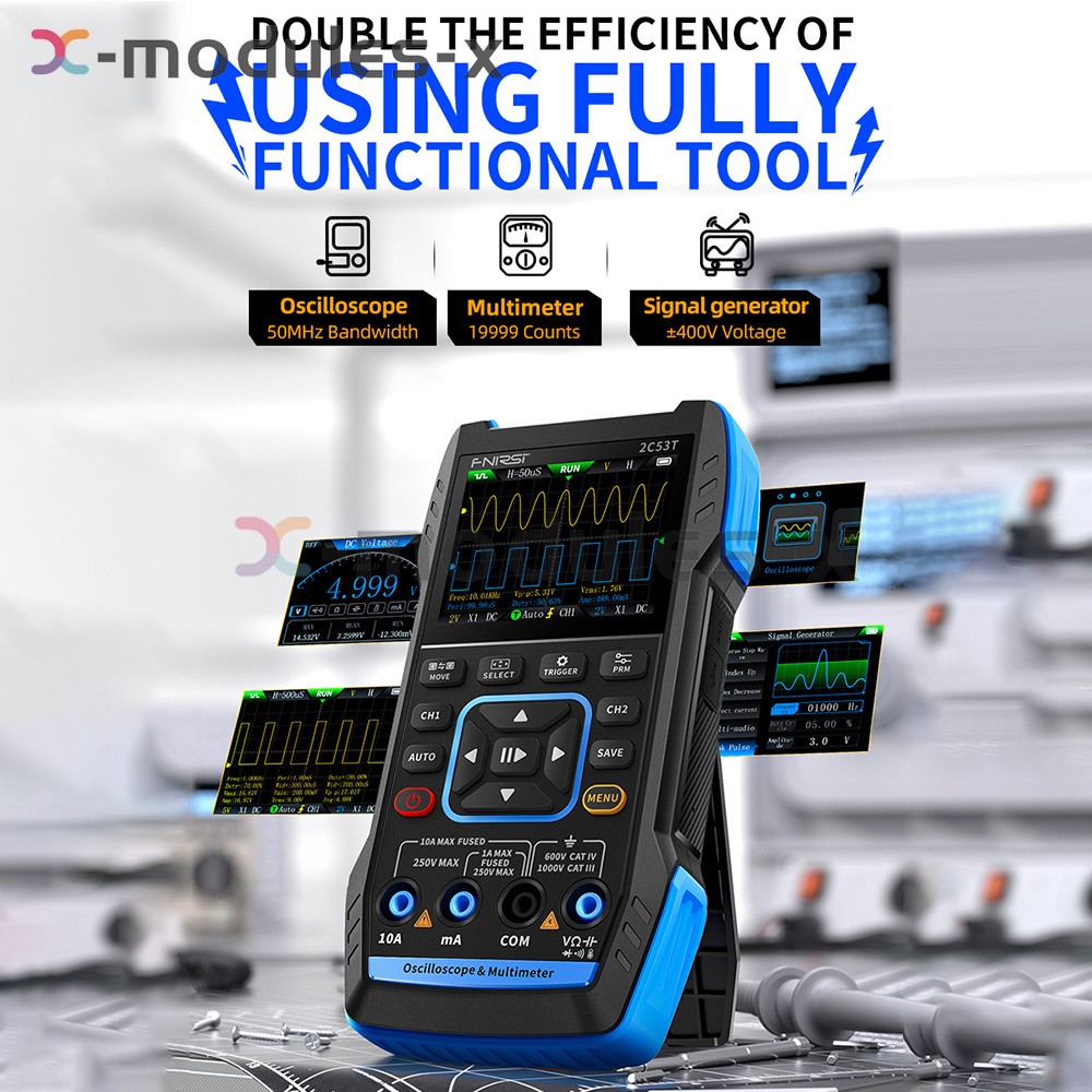 FNIRSI 2C53T 3 in 1 Handheld Oscilloscope Digital Multimeter Signal Generator