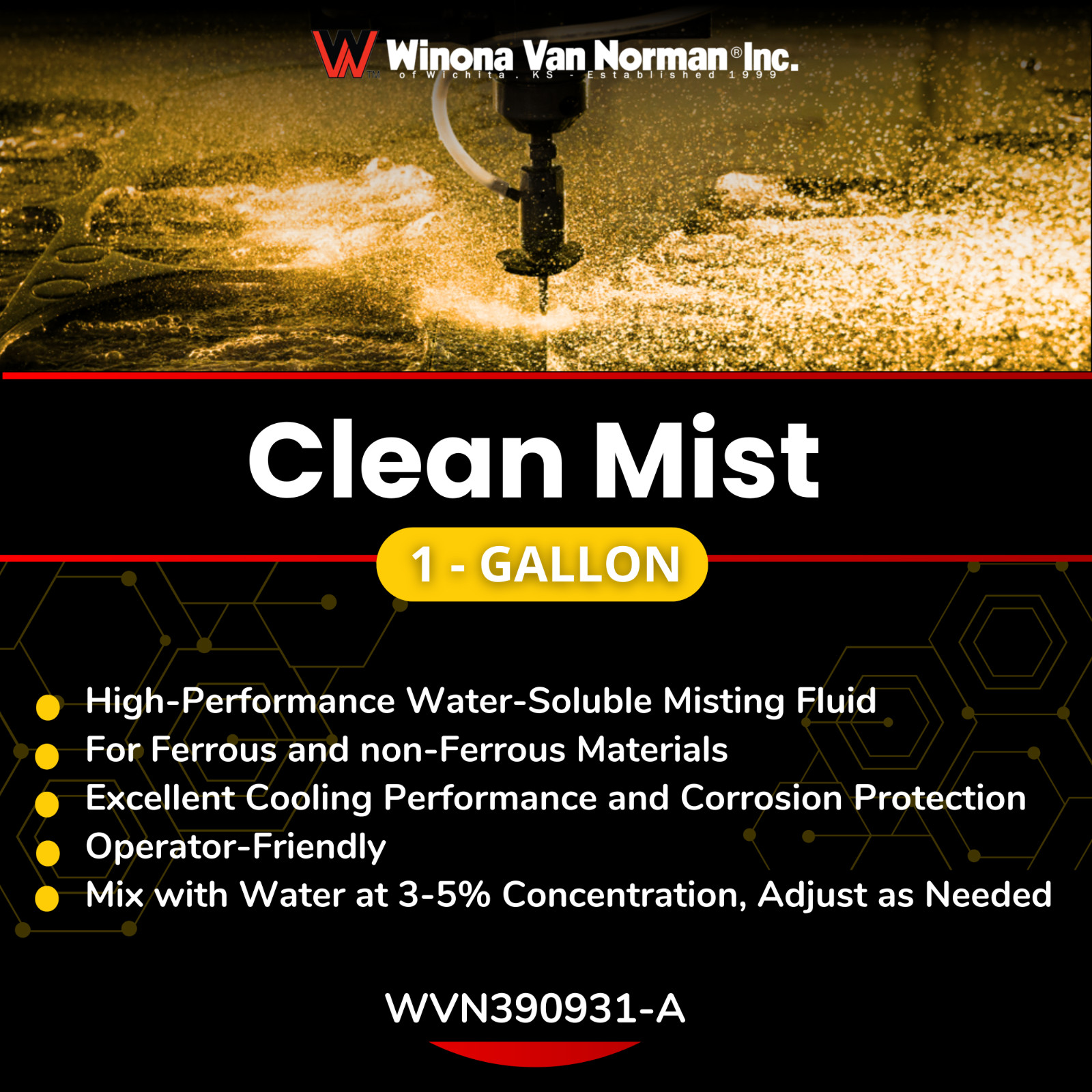 Clean Mist – Concentrated Misting Coolant for Cutting and Machining – 1 Quart