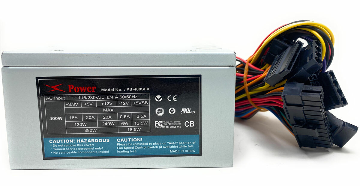 X Power PS-400SFX Micro ATX Power Supply 400 Watts AC Input 115/230 Vac 8/4 A