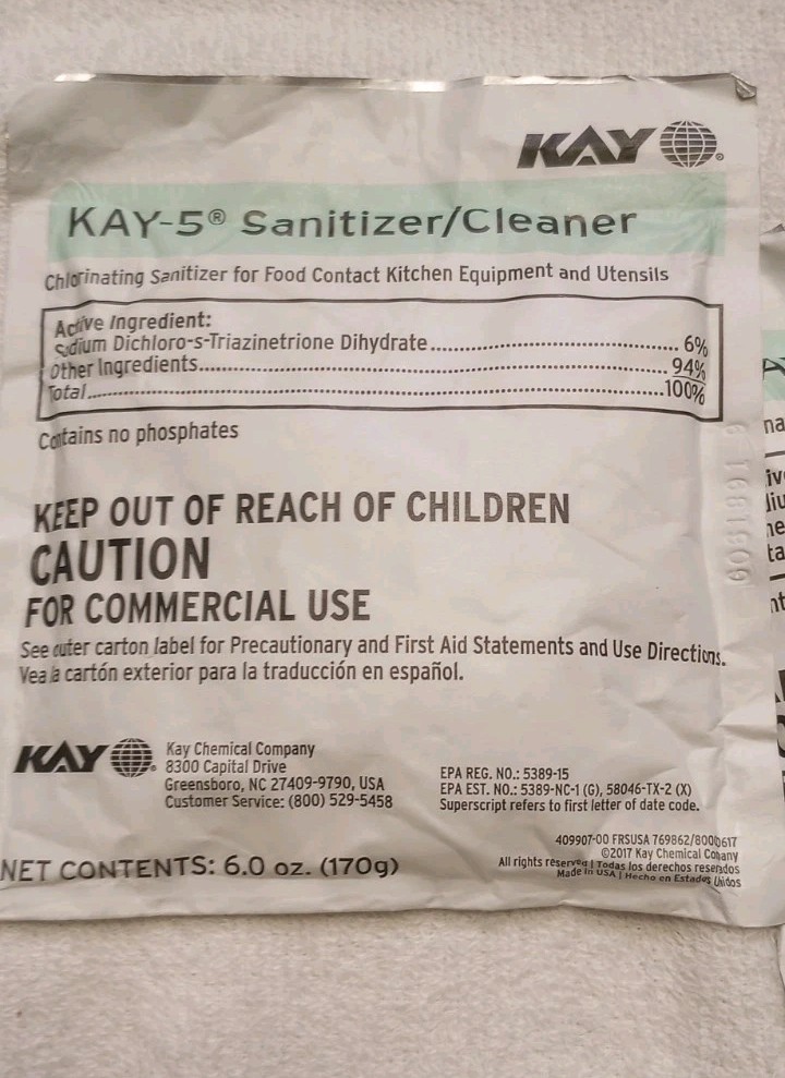 Lot of 20 (6 oz Each ) Packet Kay 5 Sanitizer/Cleaner For Commercial Use KAY 5