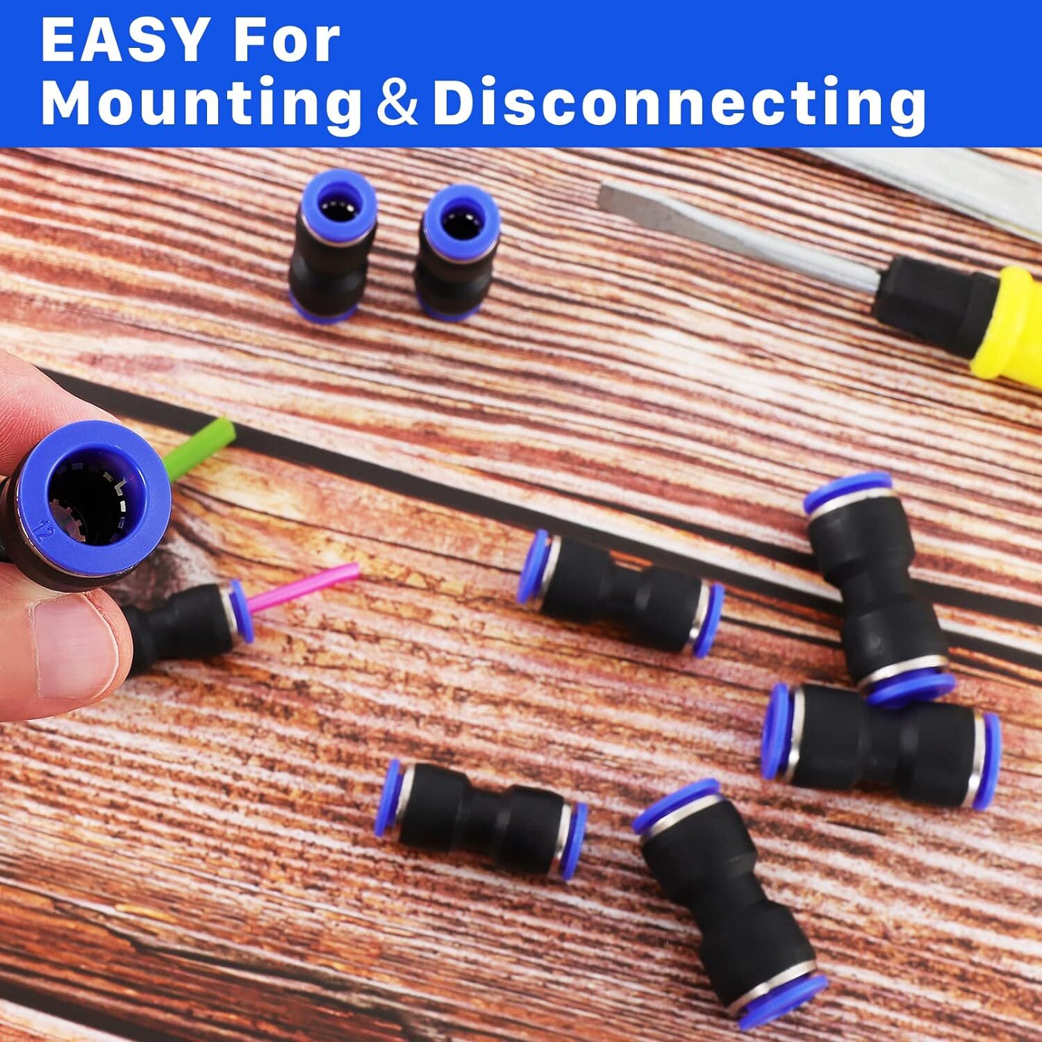 280PCS Plastic Straight Tube Connector Air Line Fittings Straight Push to link