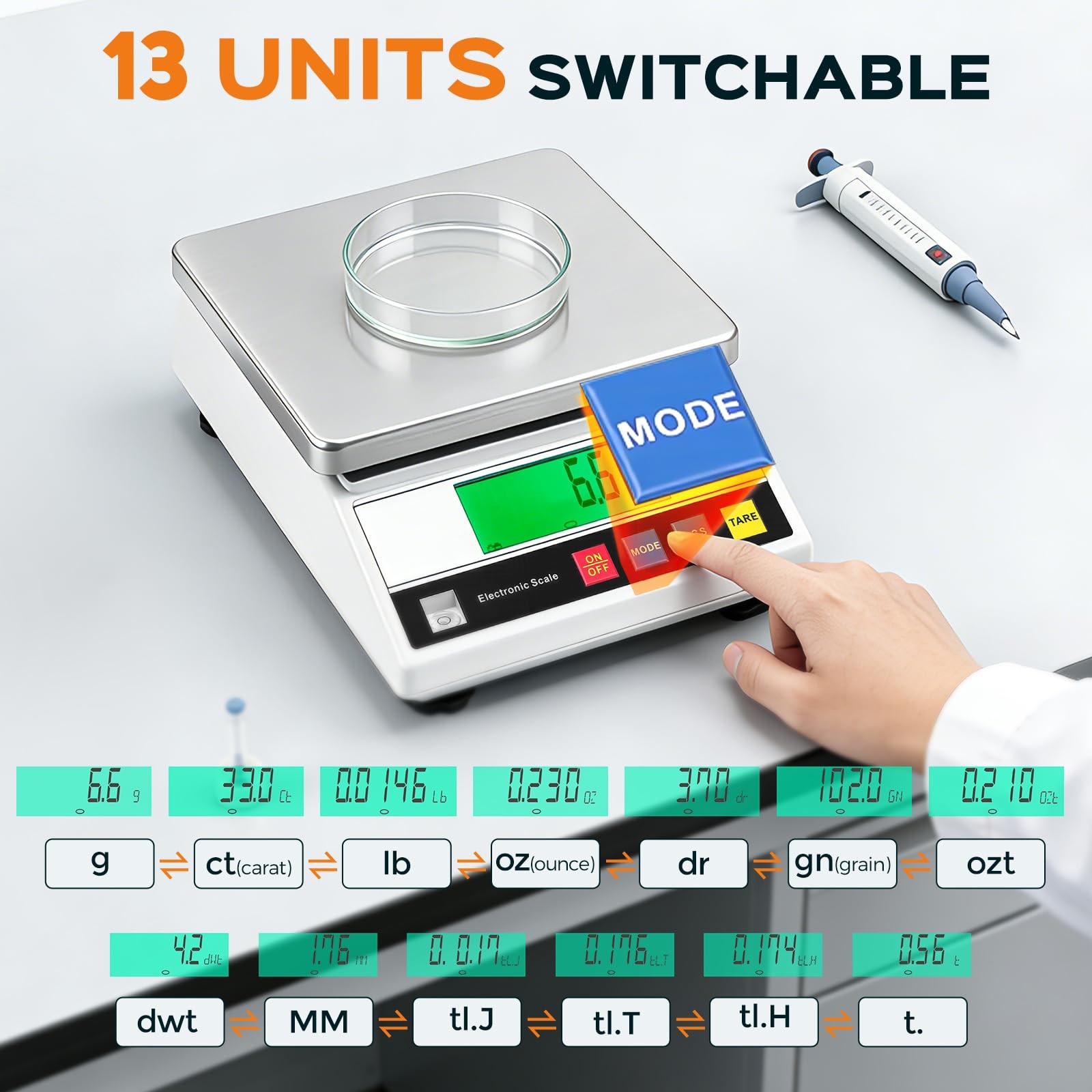 Bonvoisin Lab Scale 10kg x 0.1g Digital Gram Scale Counting Balance