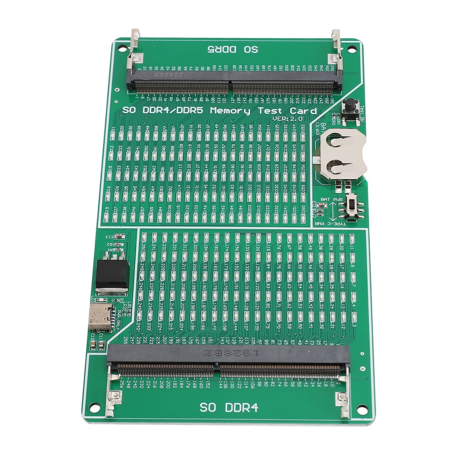 DDR4 DDR5 Memory Tester 2 in 1 Multifunctional Memory Slot Test Card with LED