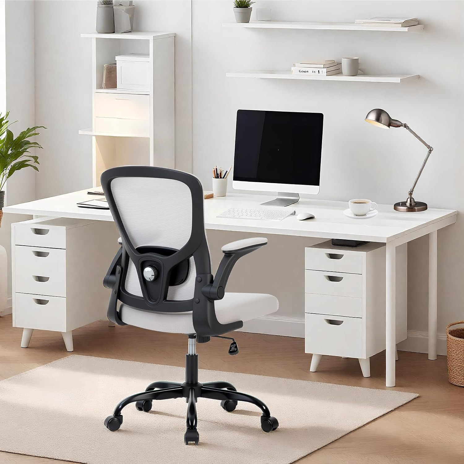Ergonomic Mesh Office Chair 350Lbs with Adjustable Lumbar Support & Wheels