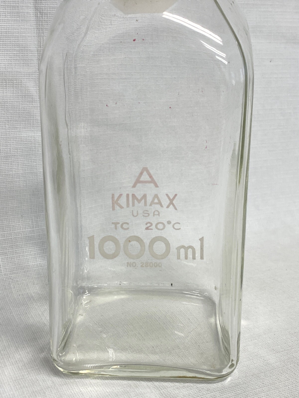KIMAX KIMBLE DWK Glass 1000mL 1L Square Volumetric Flask w/ Snap Cap 28000