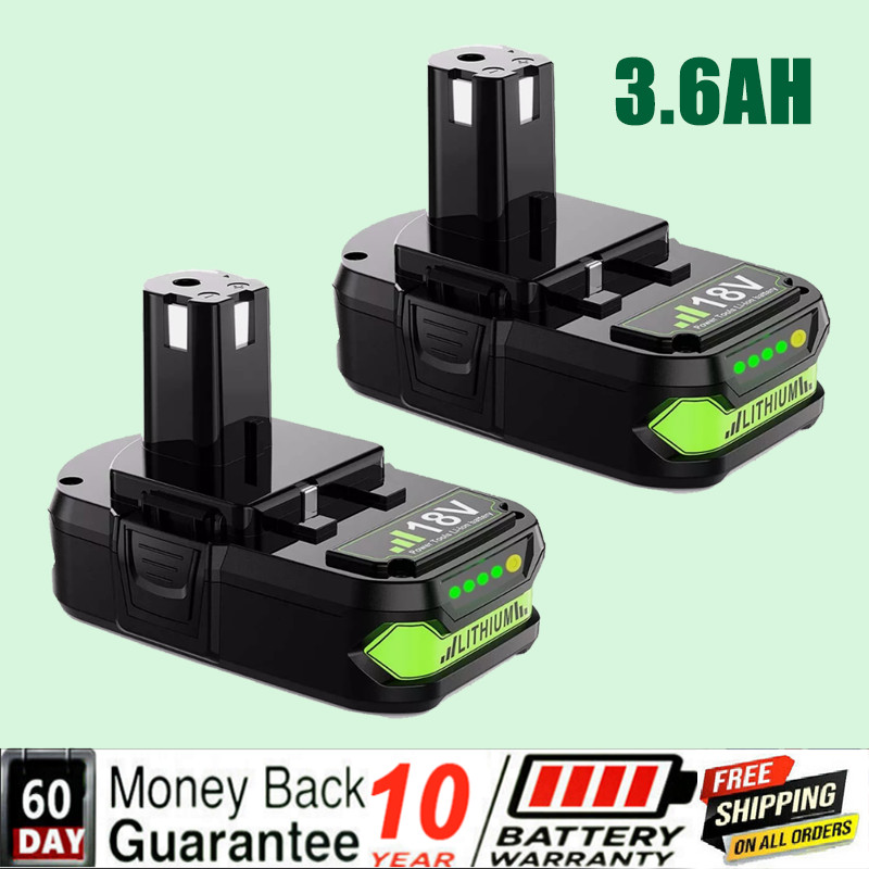 2Pack 18V 3.6Ah Lithium P102 Battery For P104 P105 P108 P109 RB18L25 For Ryobi