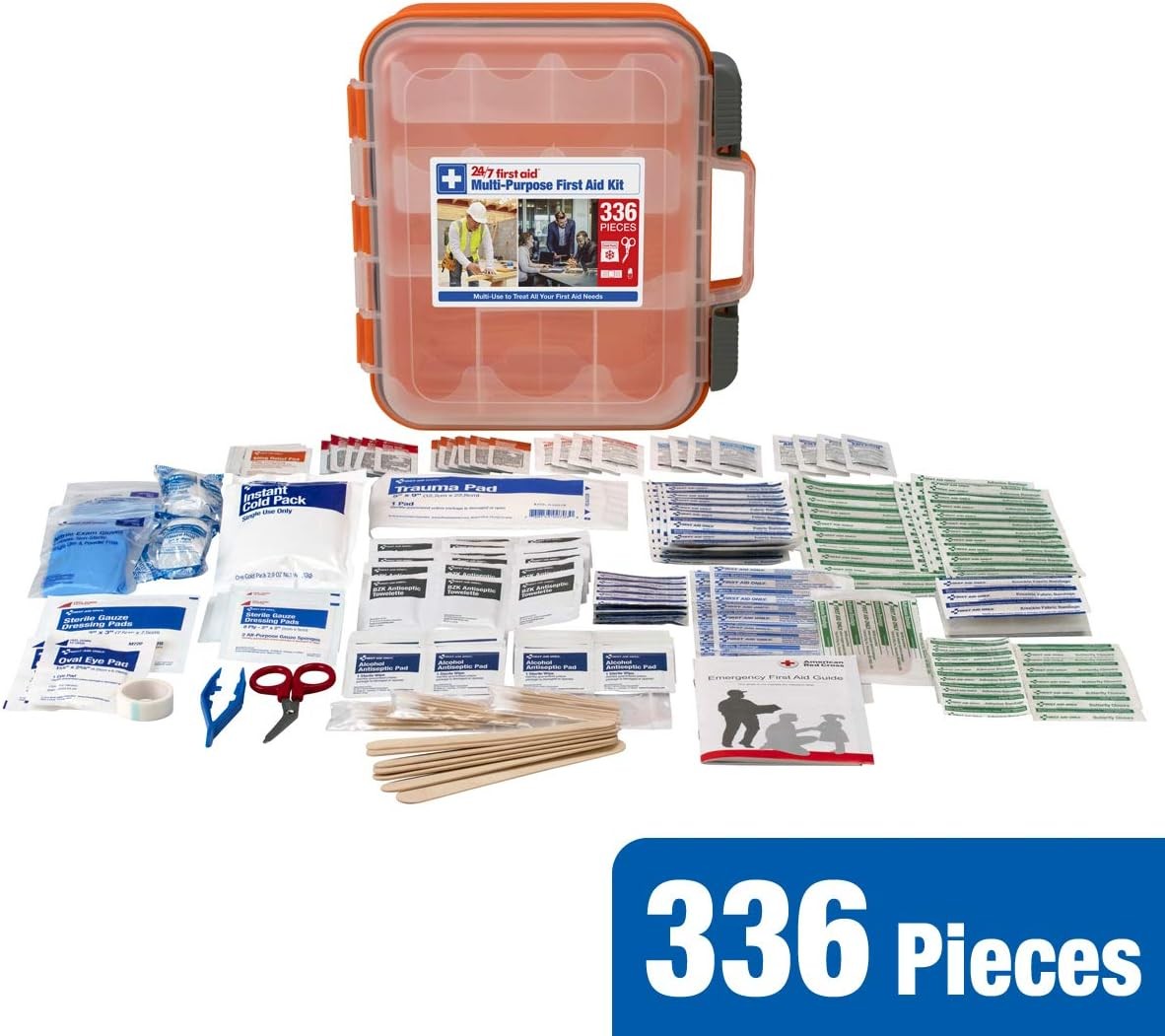 OSHA Compliant 336-Pc First Aid Kit for 100 People, Home/Office/Car