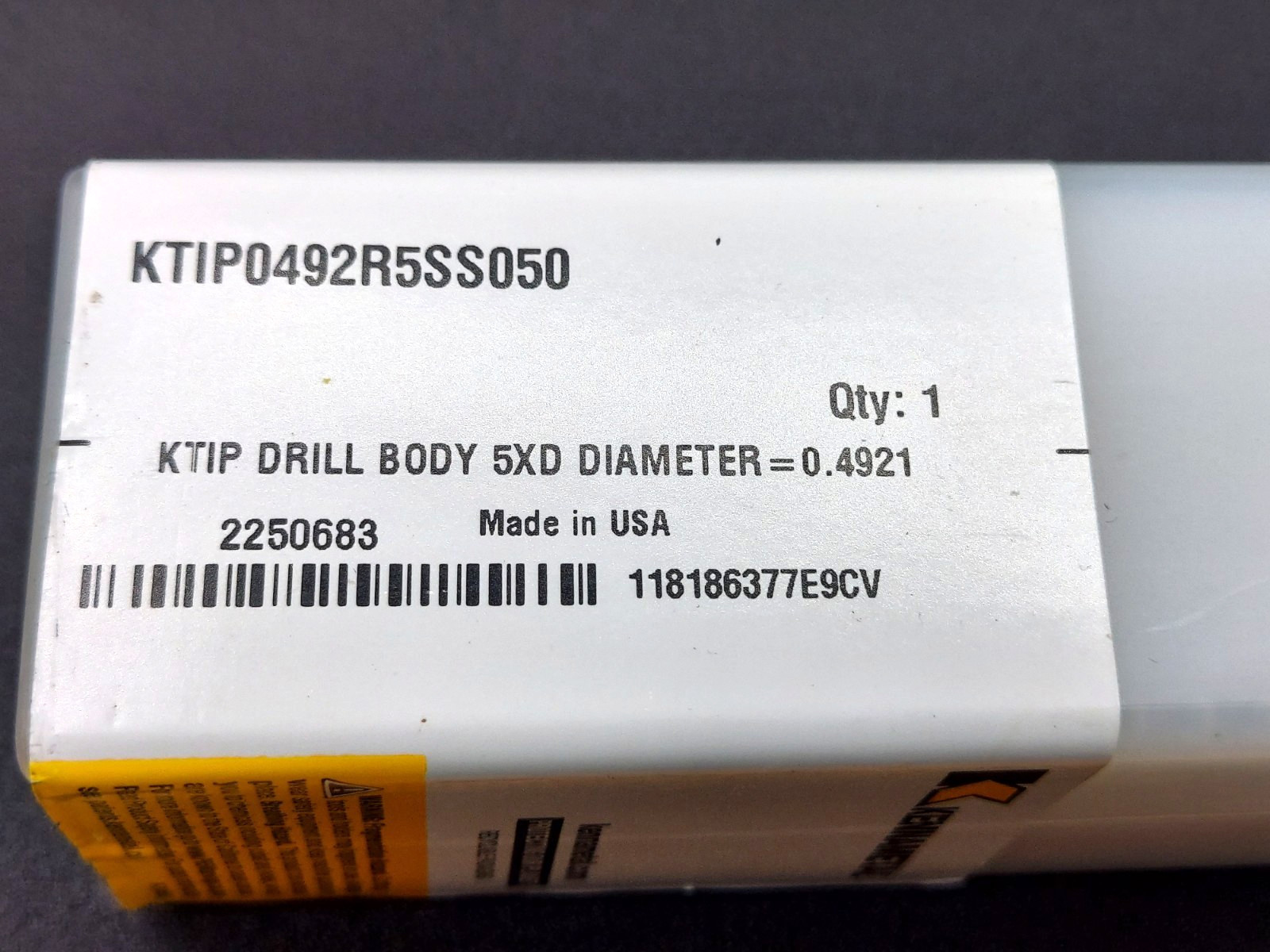Kennametal KenTIP KTIP0492R5SS050 indexable drill body 12.500-12.990mm 0.4921″