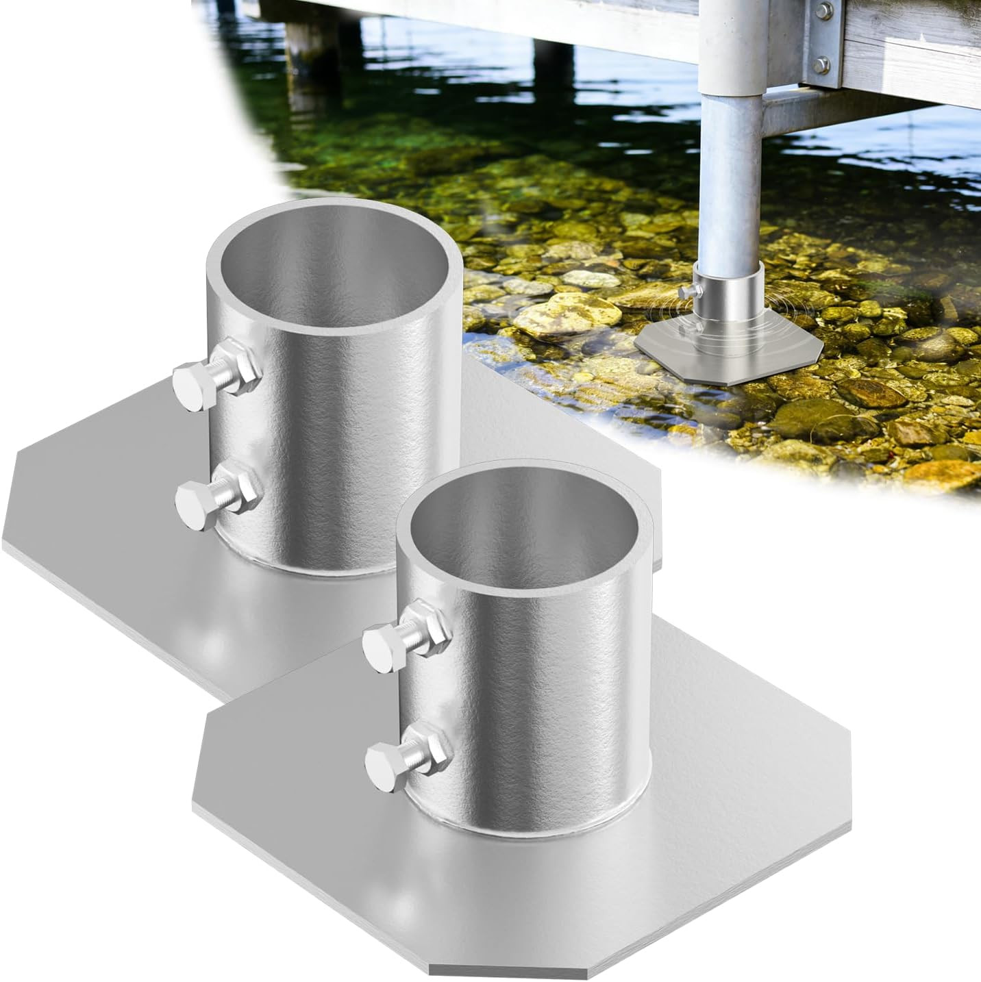 Stationary Dock Bottom Pad 2 Pcs, 8″ X 8″ Stationary Dock Base Plate Hardware, F