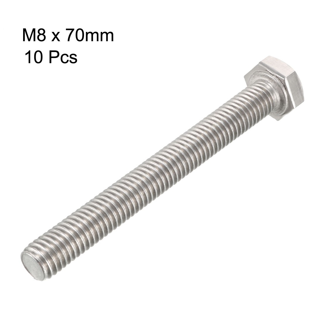 M8 x 70mm Hex Bolts 304 Stainless Steel Hexagon Screw Bolt 10pcs