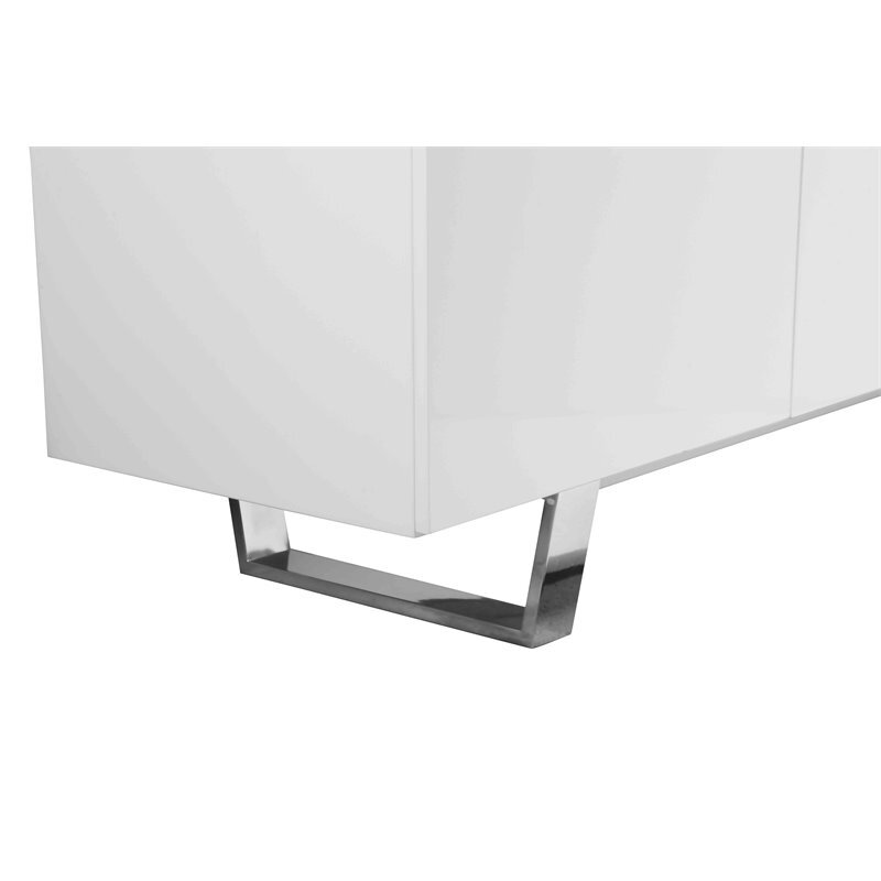 Pangea Home Sienna Modern Gloss Lacquer and Steel Metal Buffet in White