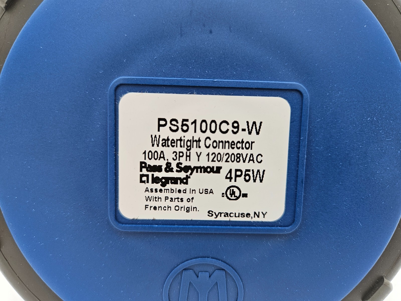 Pass & Seymour PS5100C9-W Pin & Sleeve Watertight Connector, 100A, 120/208V