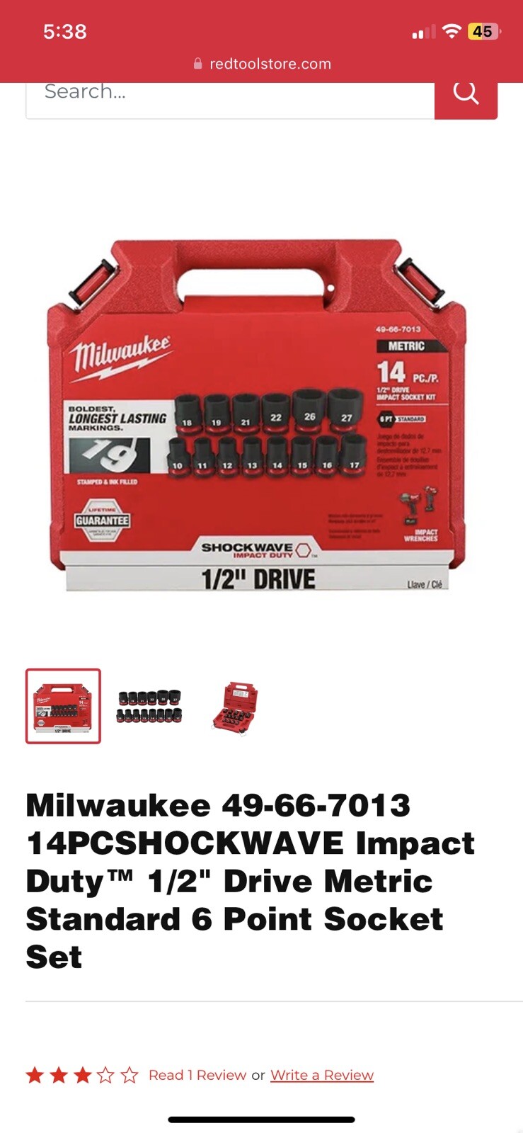 Milwaukee 1/2″ Drive Impact Socket Kit 14 PC (49-66-7013)