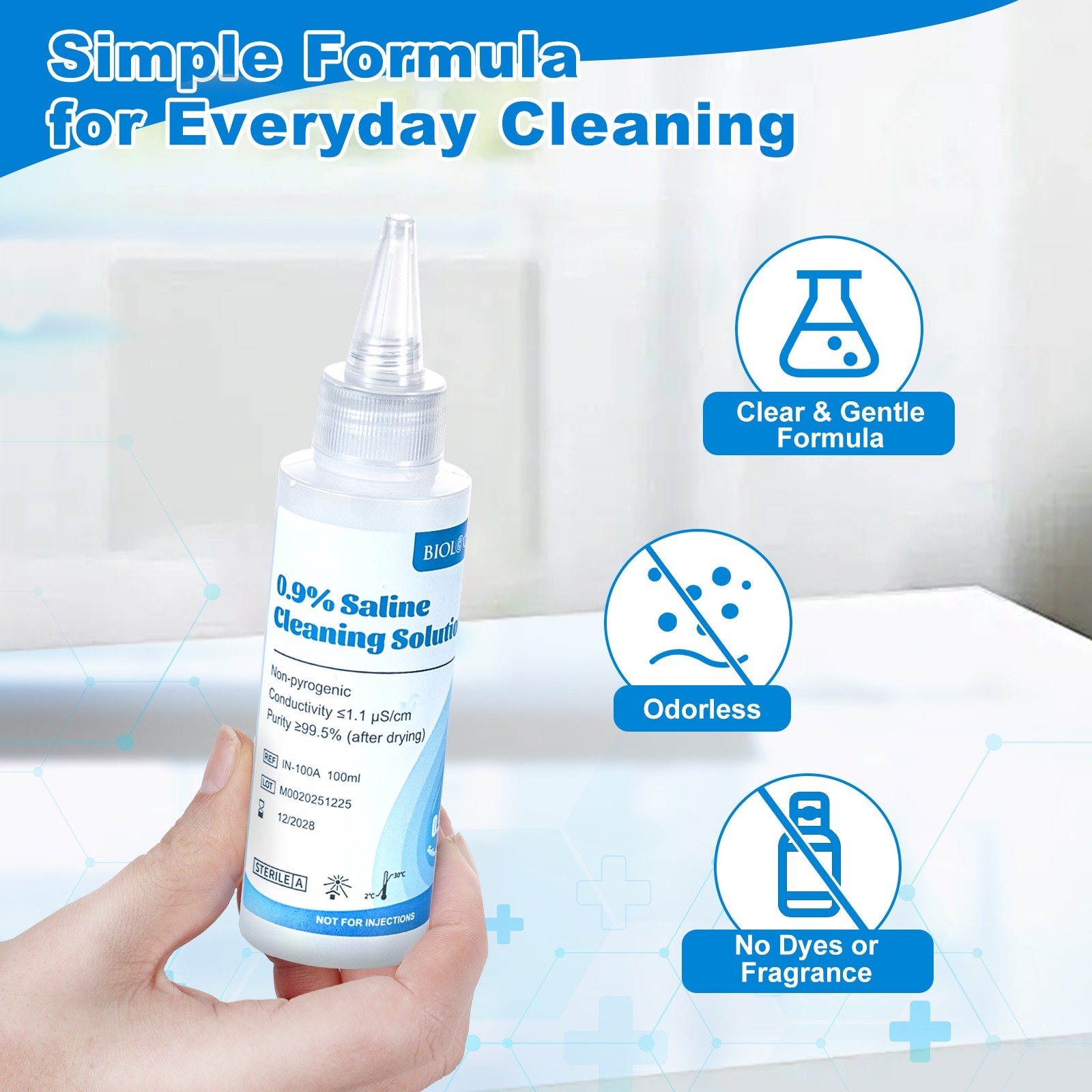 0.9% Saline Cleaning Solution, Normal Solution, 100ml Each, 3 per Box