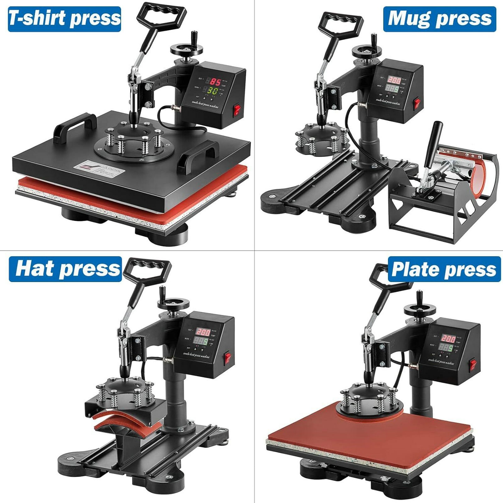 8 IN 1 Combo T-Shirt Heat Press 15″x15″ Transfer Machine Sublimation Swing Away
