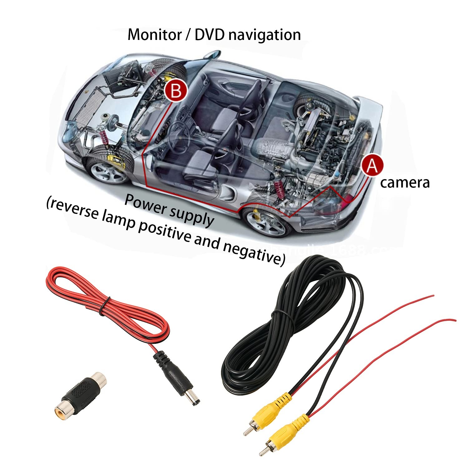 QDiShi Backup Camera RCA Video Cable, Car Reverse Rear View Camera Video Cable w
