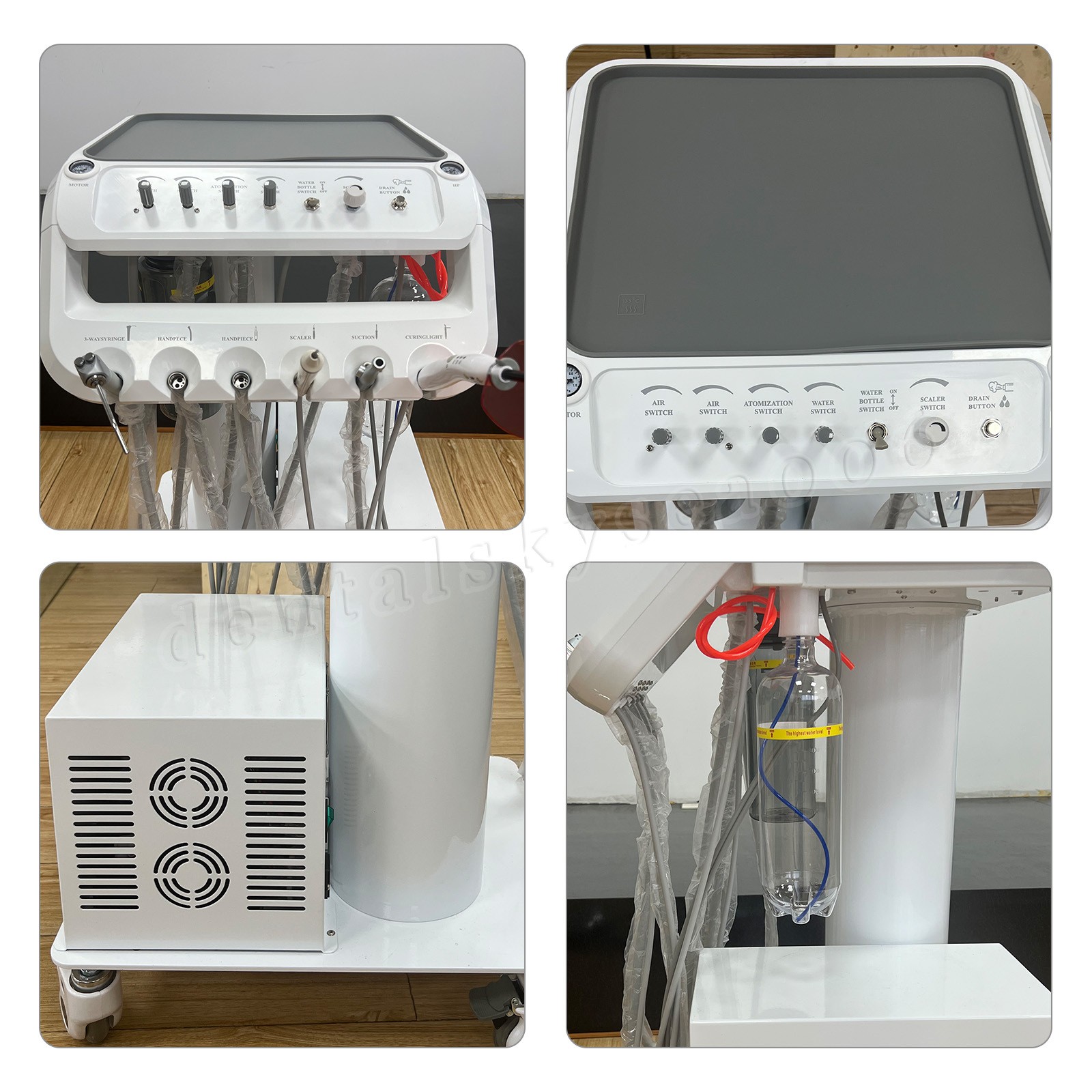Dental mobile Delivery Unit Treatment Cart with Compressor scaler Curing Light