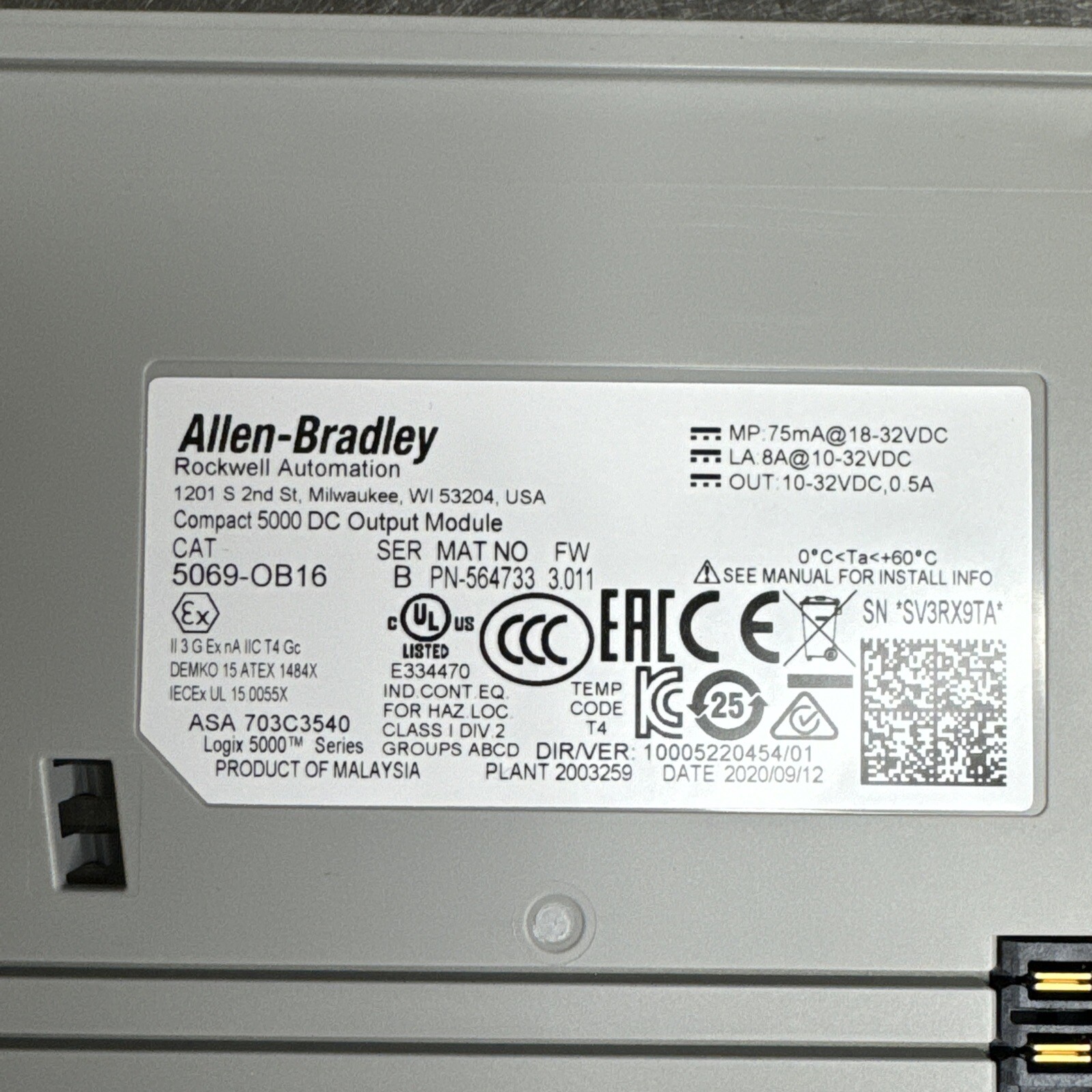 Allen Bradley 5069-OB16 Ser. A Compact 5000 DC 16-Point Output Module
