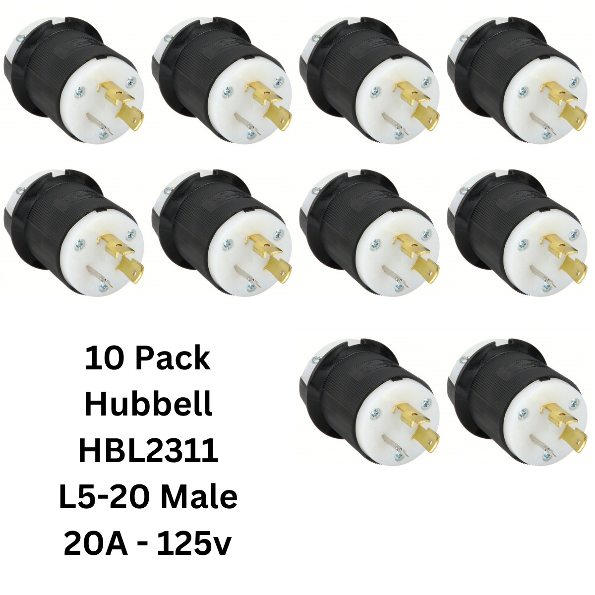 LOT 10x Hubbell HBL2311 AC Female Edison NEMA L5-20P Plug 20A 250V Connector