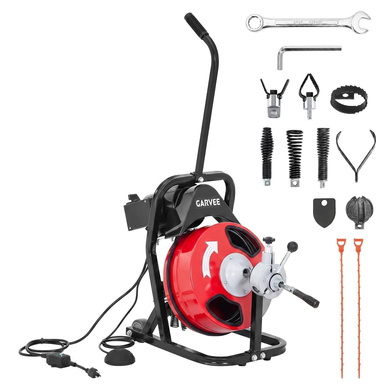 Drain Cleaner Machine ,75 FT x 1/2 In Portable Auto Feed Sewer Snake Drain Auger