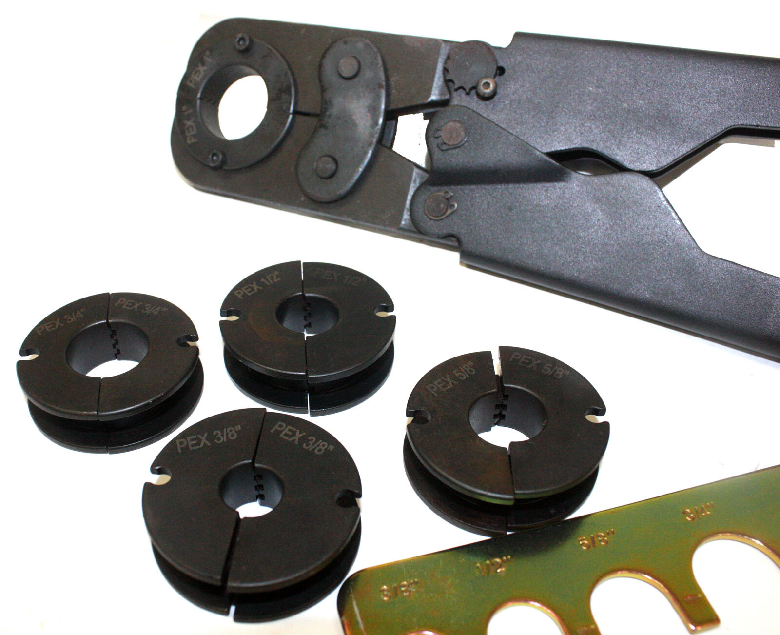 5 in 1 Pex Crimper Kit 3/8″ 1/2″ 5/8″ 3/4″ 1″ Crimping Plumbing Copper Ring Tool