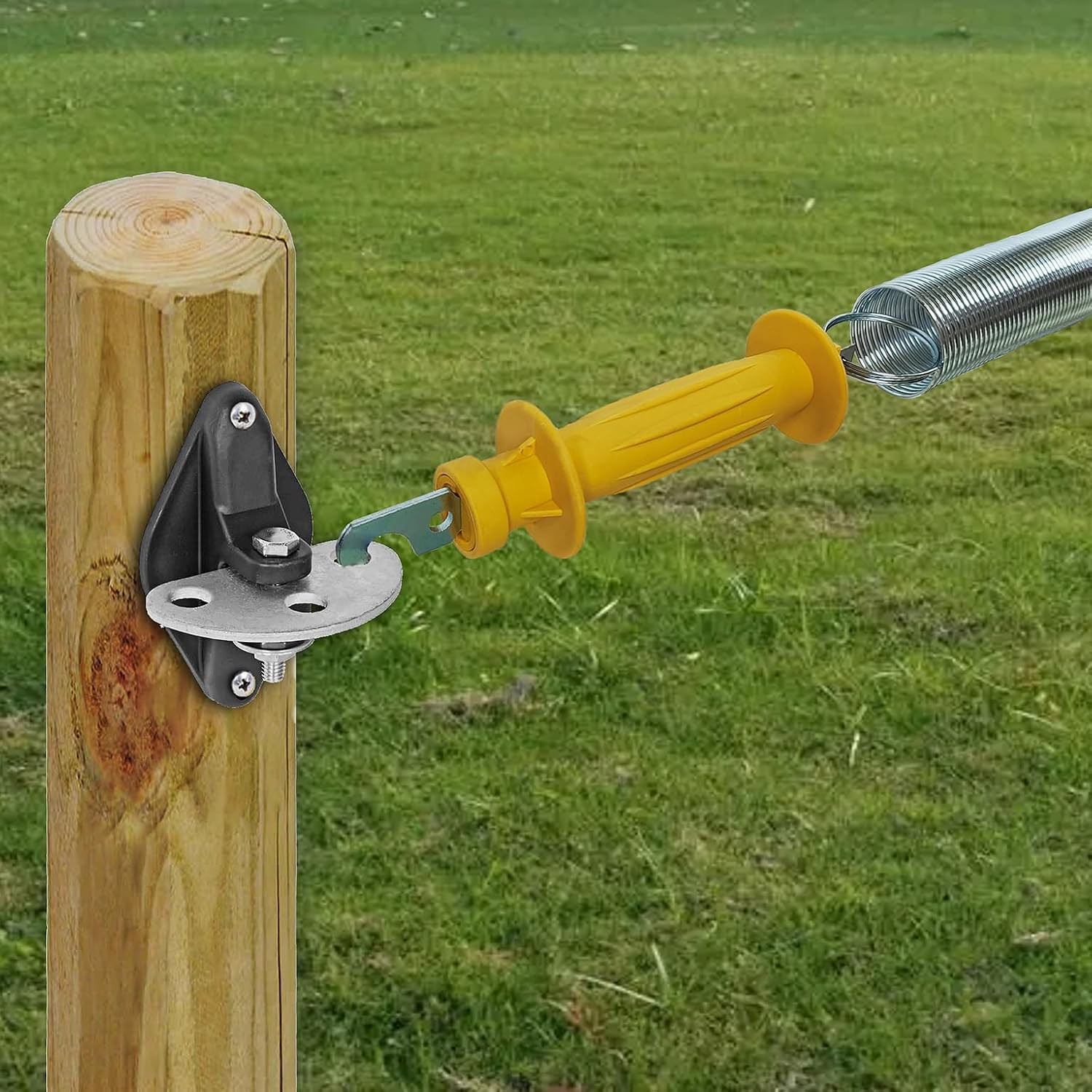Electric Fence Rubber Gate 8 Pack Yellow | Spring Handles Insulated Plastic Han
