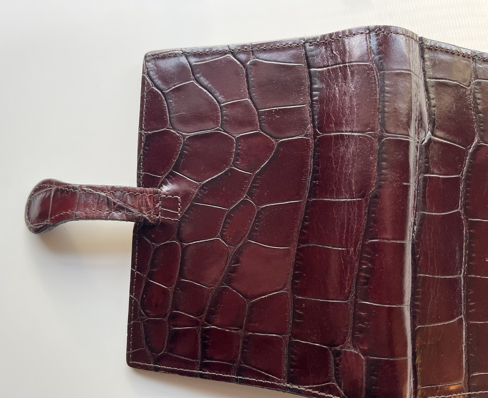 Vintage Mulberry Agenda Planner Mahogany Brown Croc/ Filofax Pocket Size/Krause